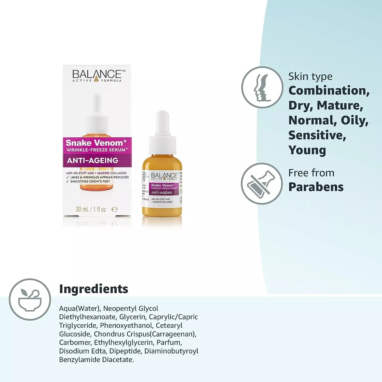 BALANCE ACTIVE FORMULA SNAKE VENOM WRINKLE-FREEZE SERUM 30ML
