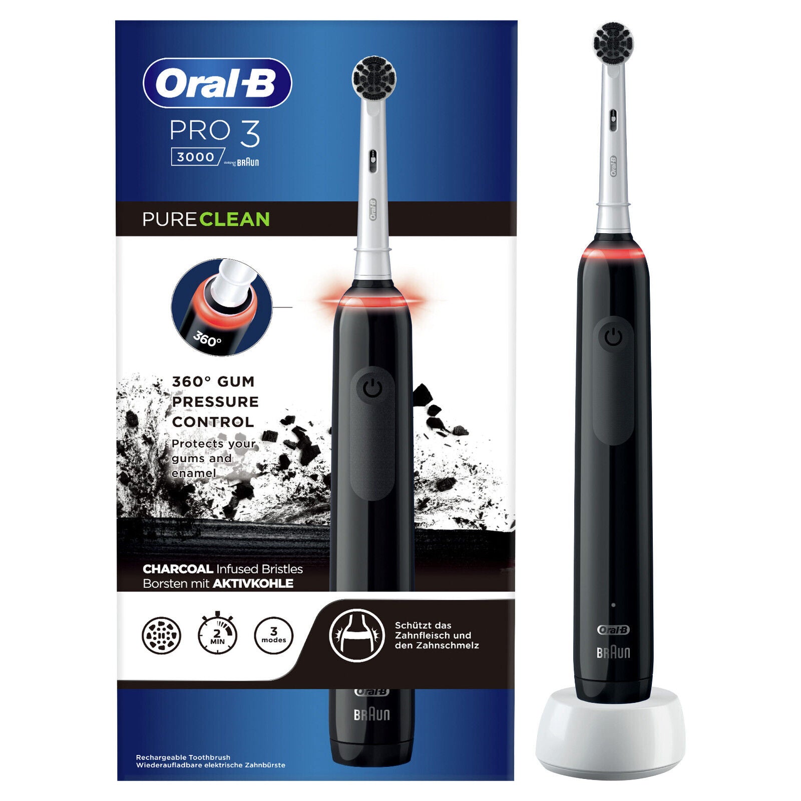 ORAL-B BROSSE À DENTS ÉLECTRIQUE RECHARGEABLE PRO 3 3000 (360°) PURE CLEAN