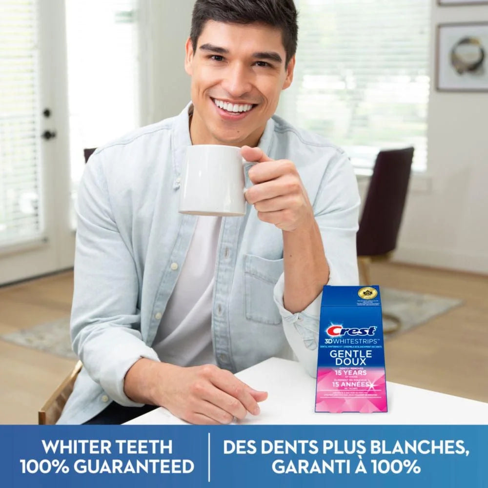 CREST 3D WHITESTRIPS GENTEL & REMOVES 15 YEARS OF STAINS ( 28 STRIPS )
