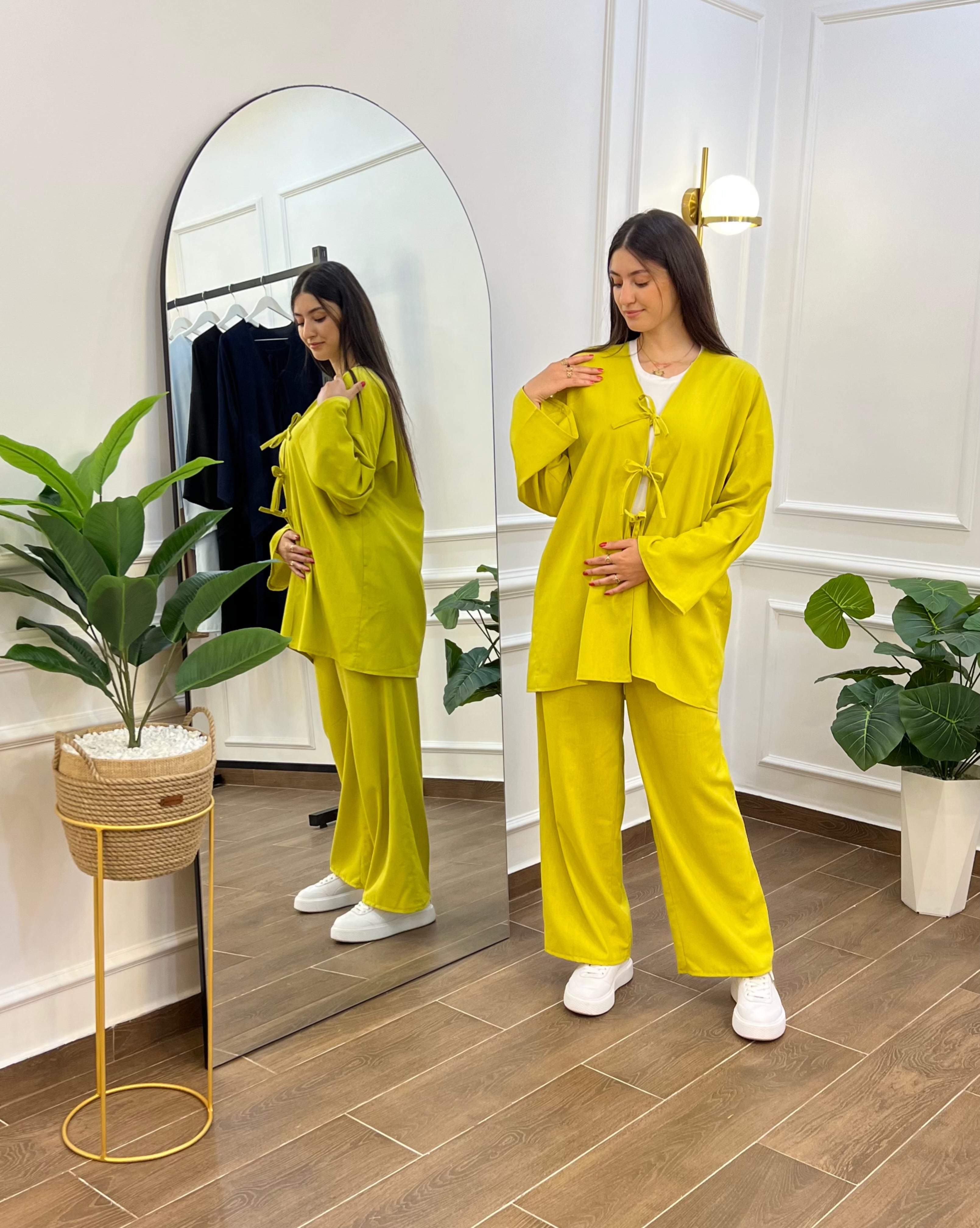 ENSEMBLE EN LIN COULEUR VERT PISTACHE