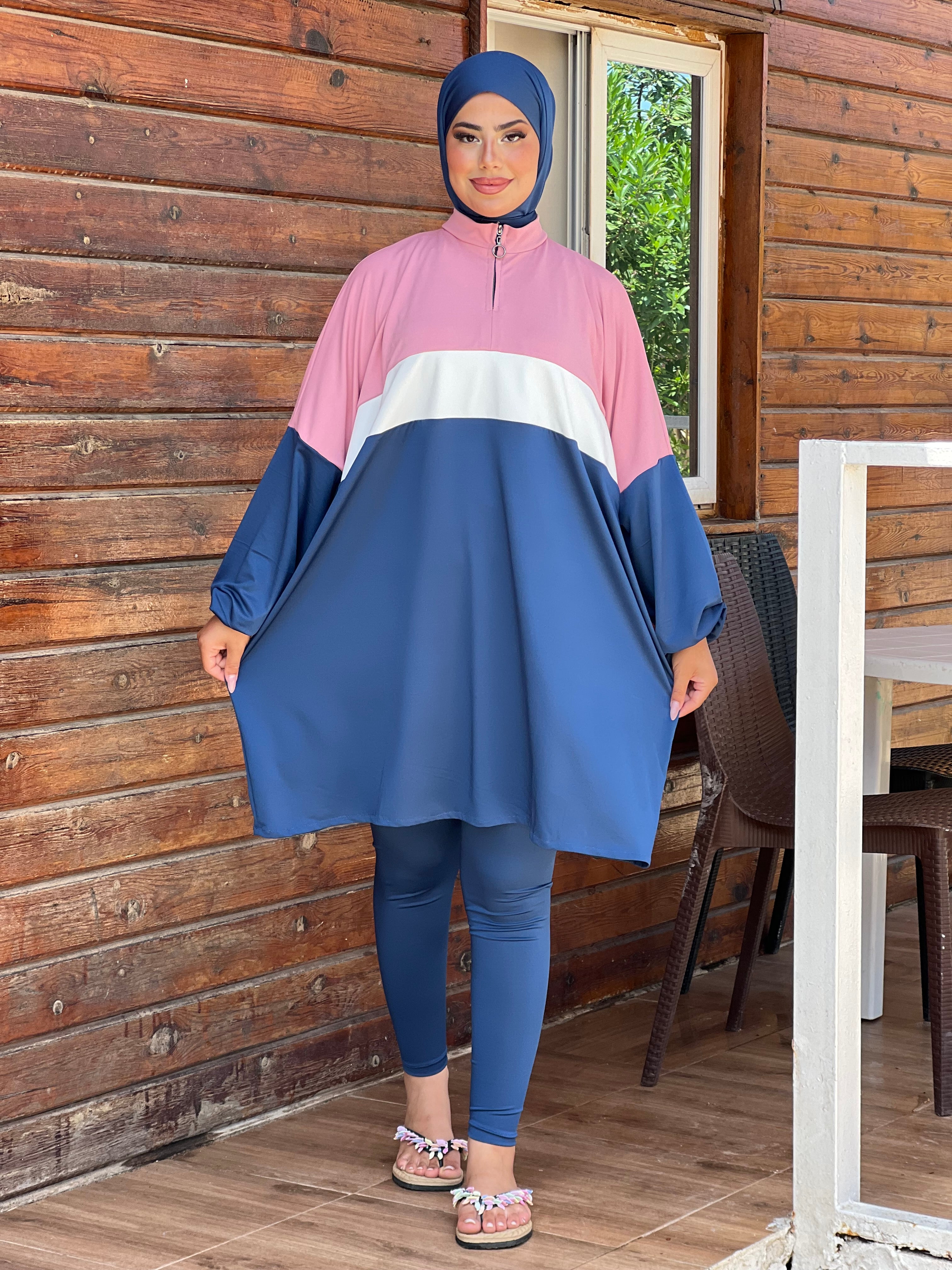 BURKINI SUMMER DION SPORT COULEUR BLEU ( 3 PIÈCES ) AVEC BOURSE DE RANGEMENT