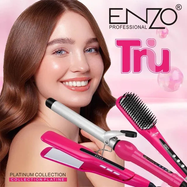 PACK 3 EN 1 LISSEUR BROSSE BOUCLEUR ROSE 3955W ENZO