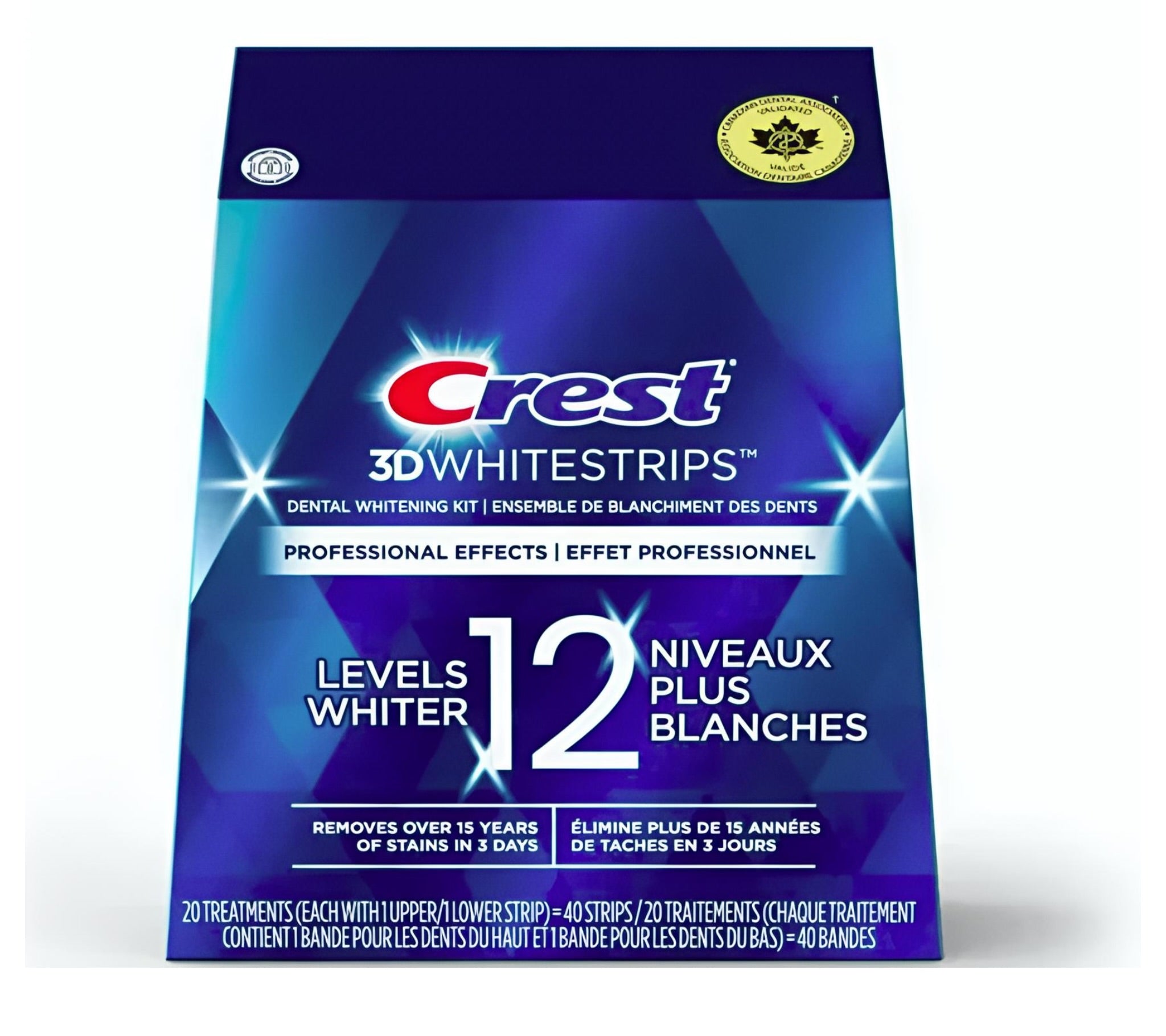 CREST 3D WHITESTRIPS PROFESSIONAL EFFECTS 12 LEVELS WHITER, 20 TREATMENTS