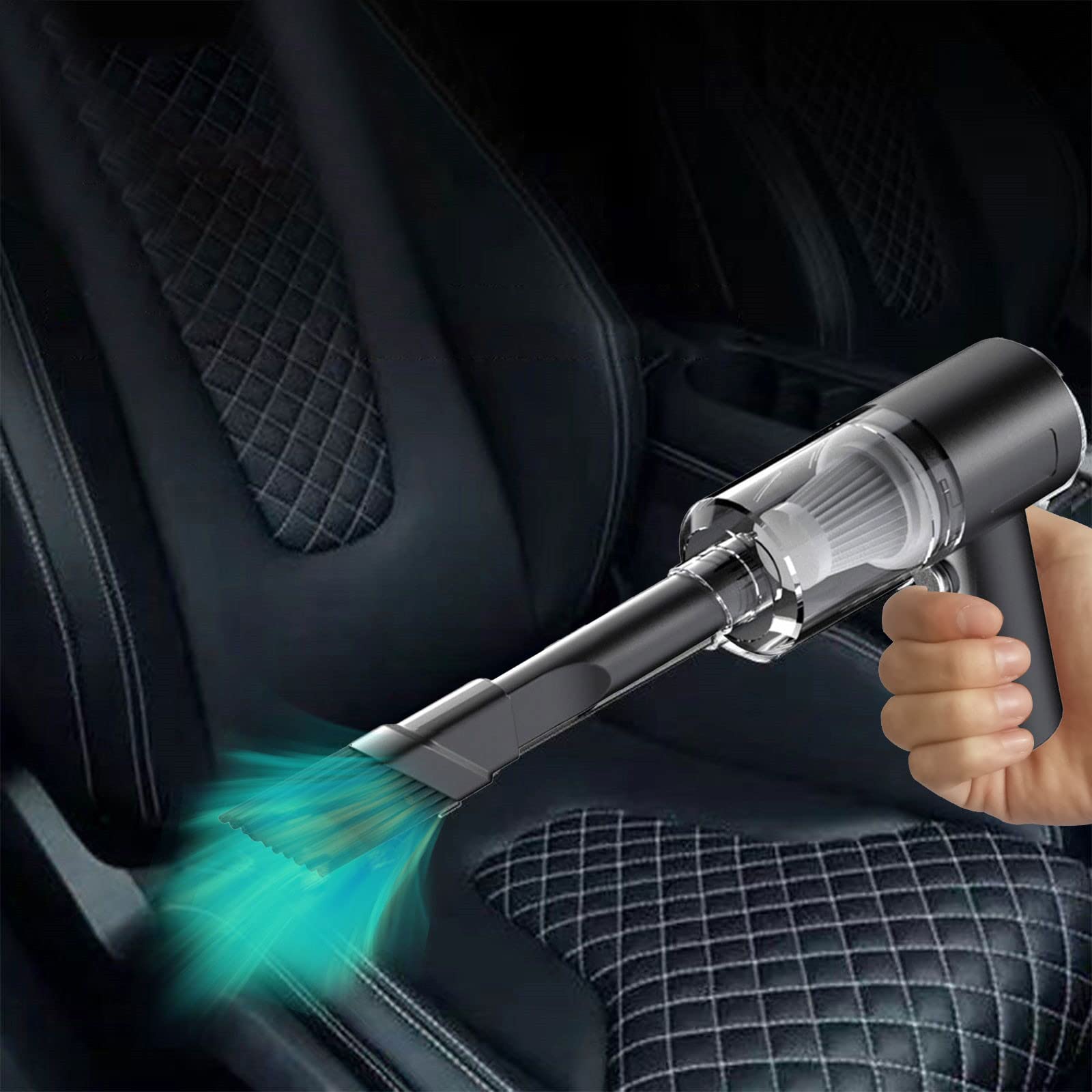 MINI ASPIRATEUR 2 EN 1 SANS FIL RECHARGEABLE MAISON ET VOITURE NOIR