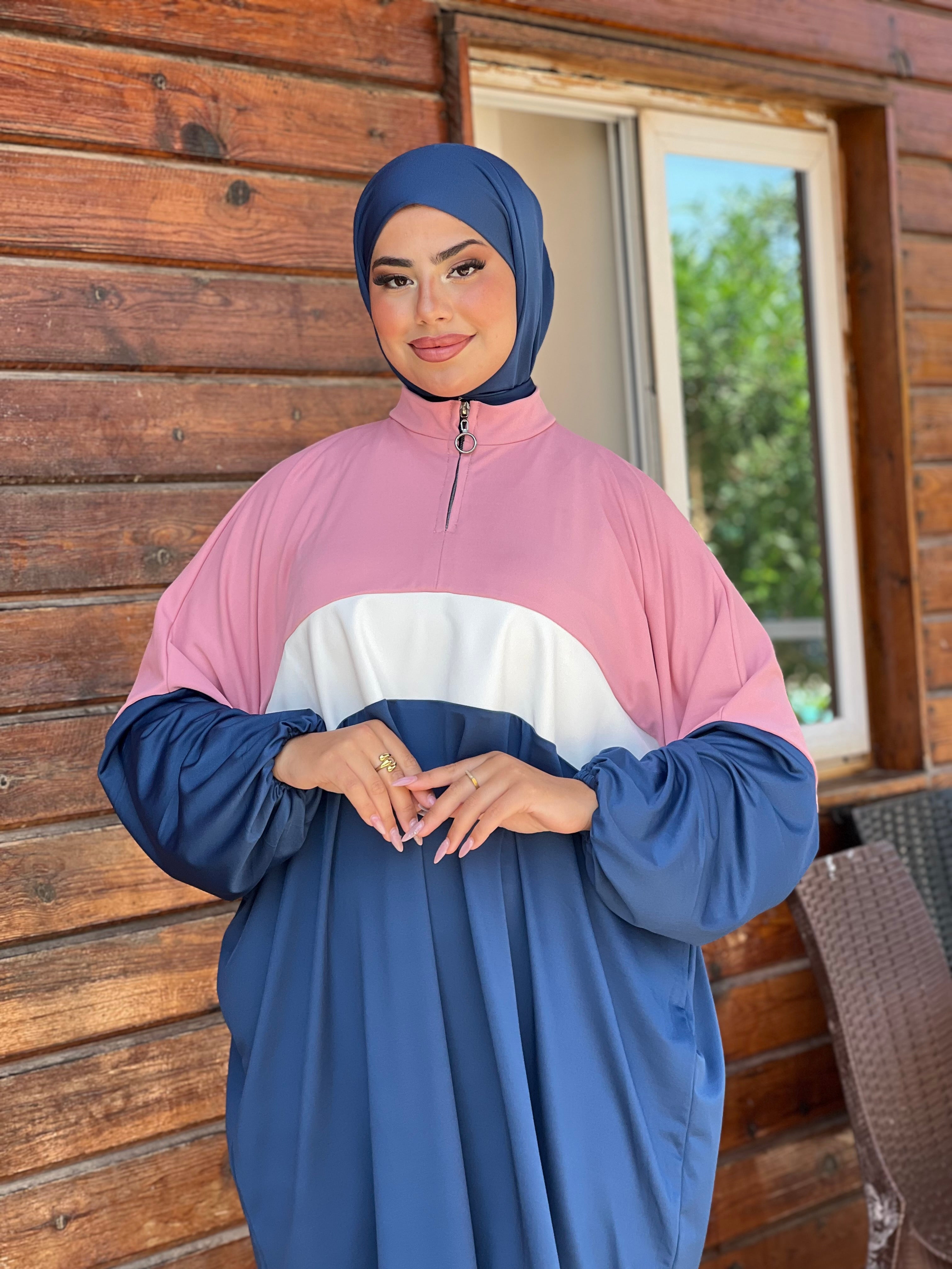 BURKINI SUMMER DION SPORT COULEUR BLEU ( 3 PIÈCES ) AVEC BOURSE DE RANGEMENT