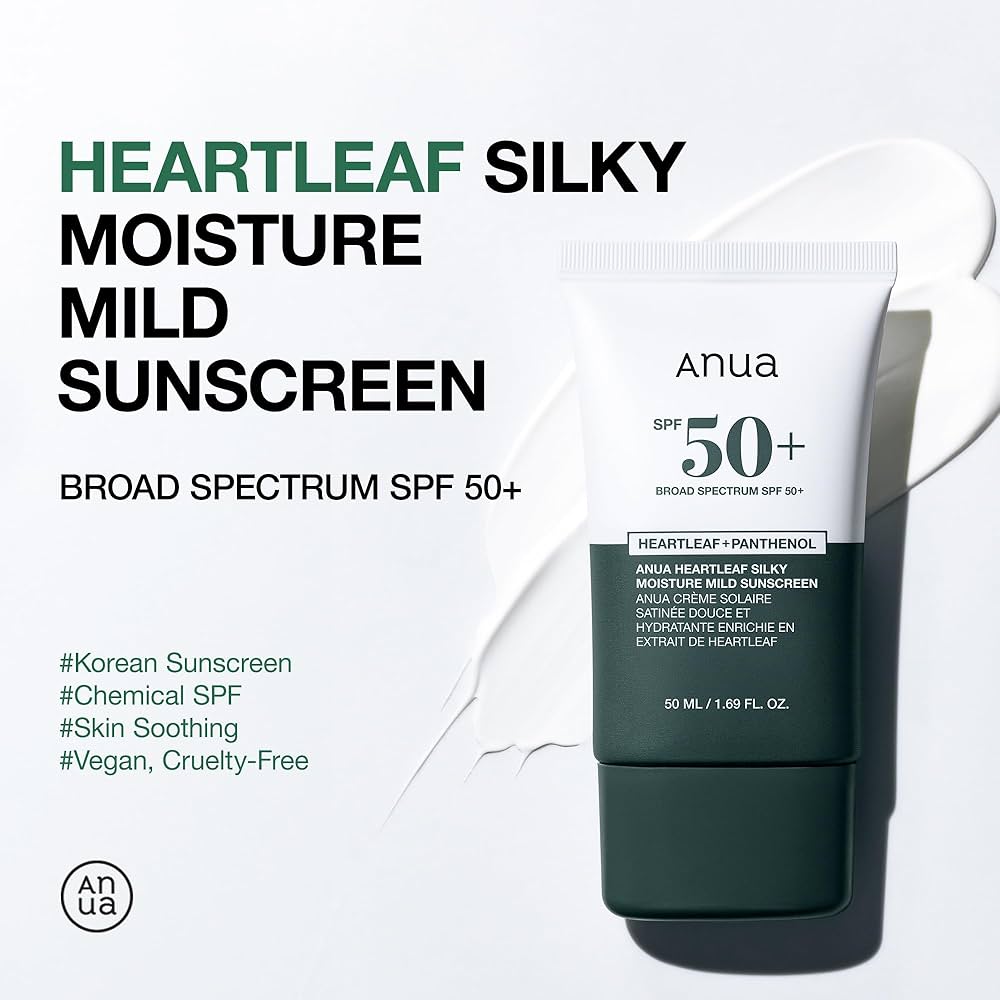 ANUA HEARTLEAF+PANTHENOL SILKY MOISTURE MILD SUNSCREEN SPF 50+