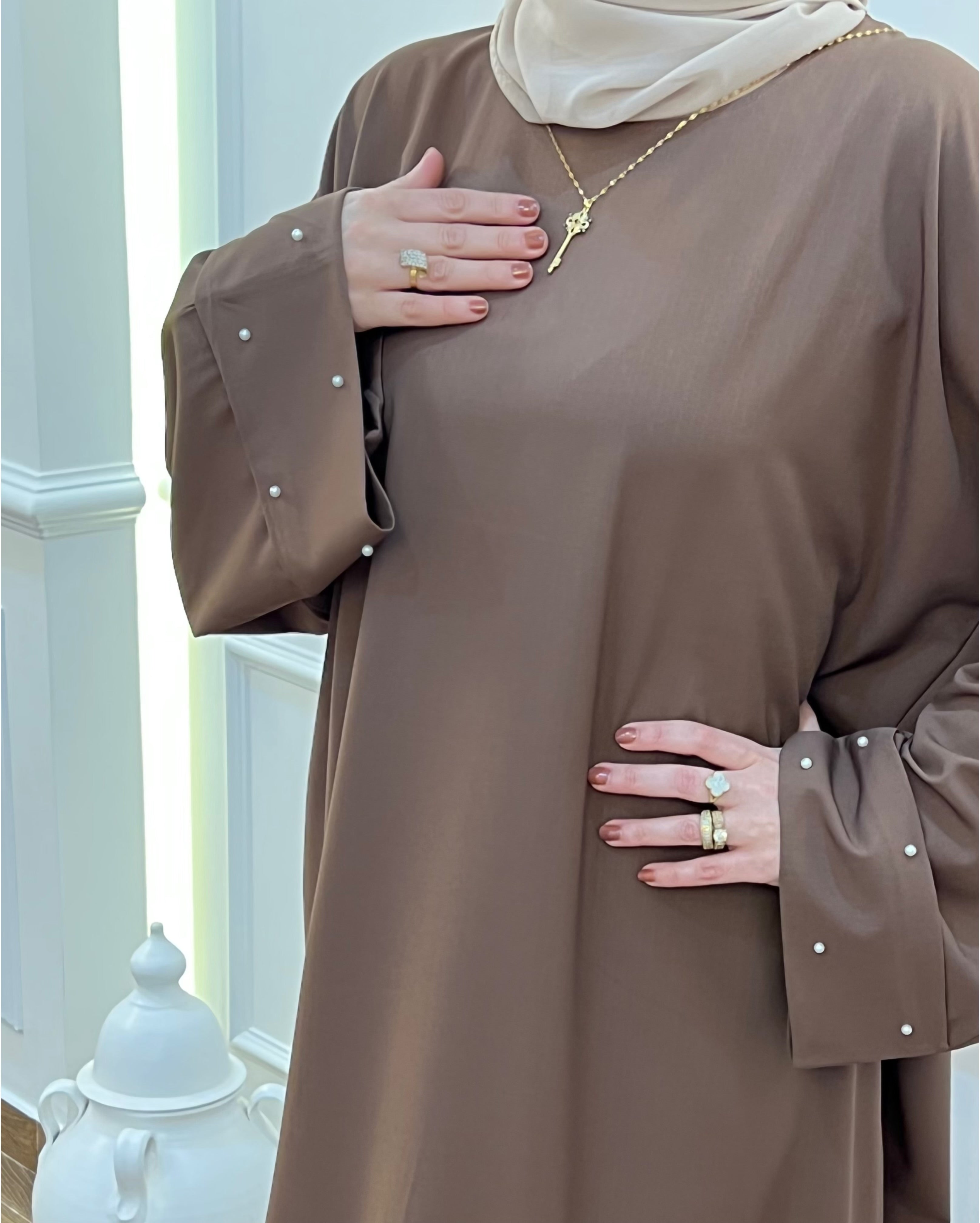 HIJAB PERLES EN MARRON