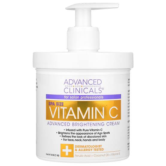 ADVANCED CLINICALS, VITAMINE C, CRÈME ÉCLAIRCISSANTE, FORMULE AVANCÉE, 454 G