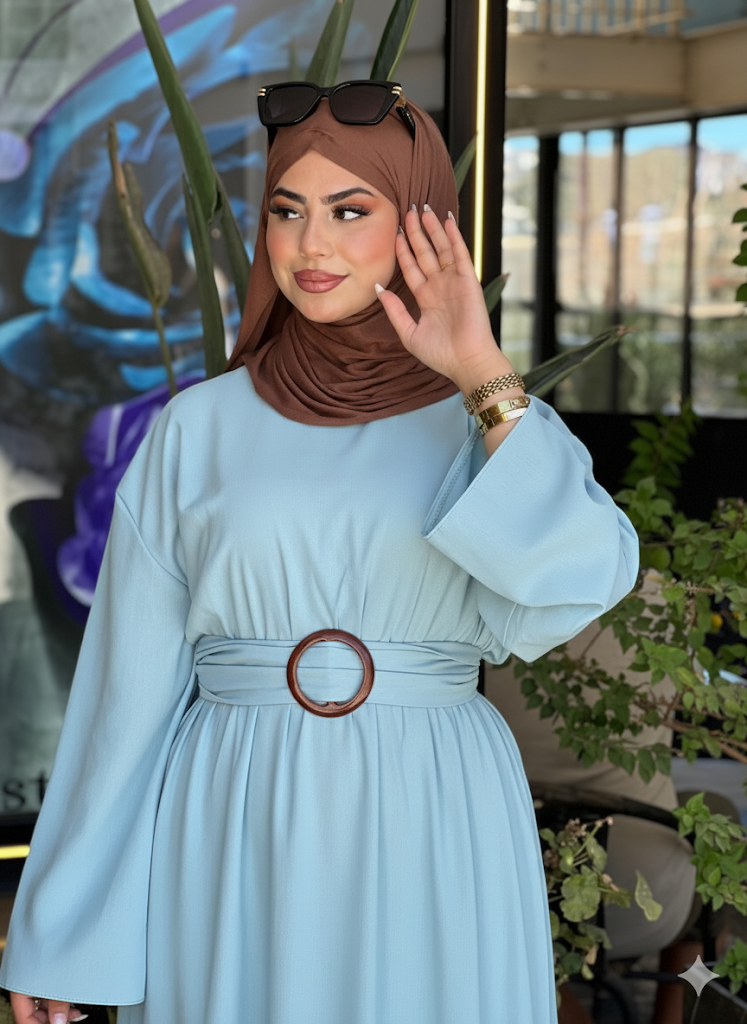 HIJAB EN LIN AVEC UNE BELLE CEINTURE