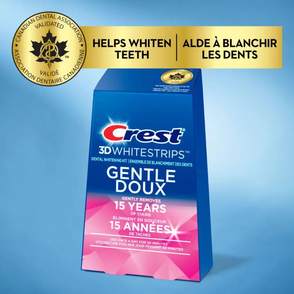 CREST 3D WHITESTRIPS GENTEL & REMOVES 15 YEARS OF STAINS ( 28 STRIPS )