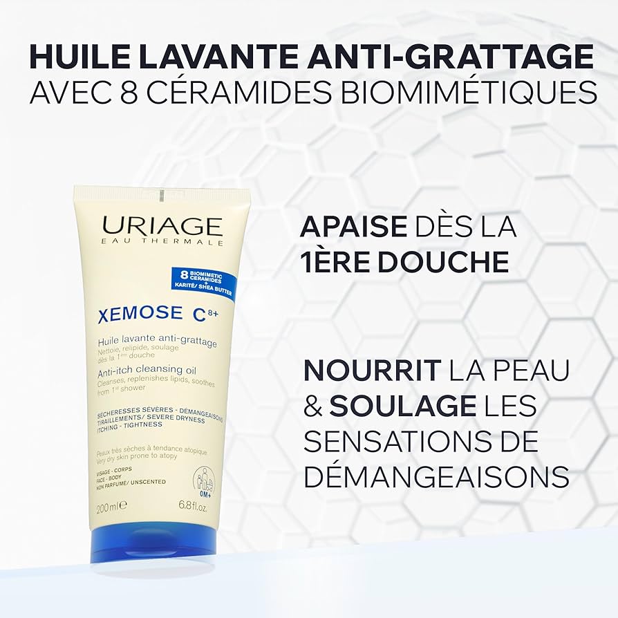 URIAGE XEMOSE C8+ HUILE LAVANTE ANTI-GRATTAGE 200ML - SOIN SPÉCIAL PEAU ATOPIQUE ET ECZÉMA 200ML