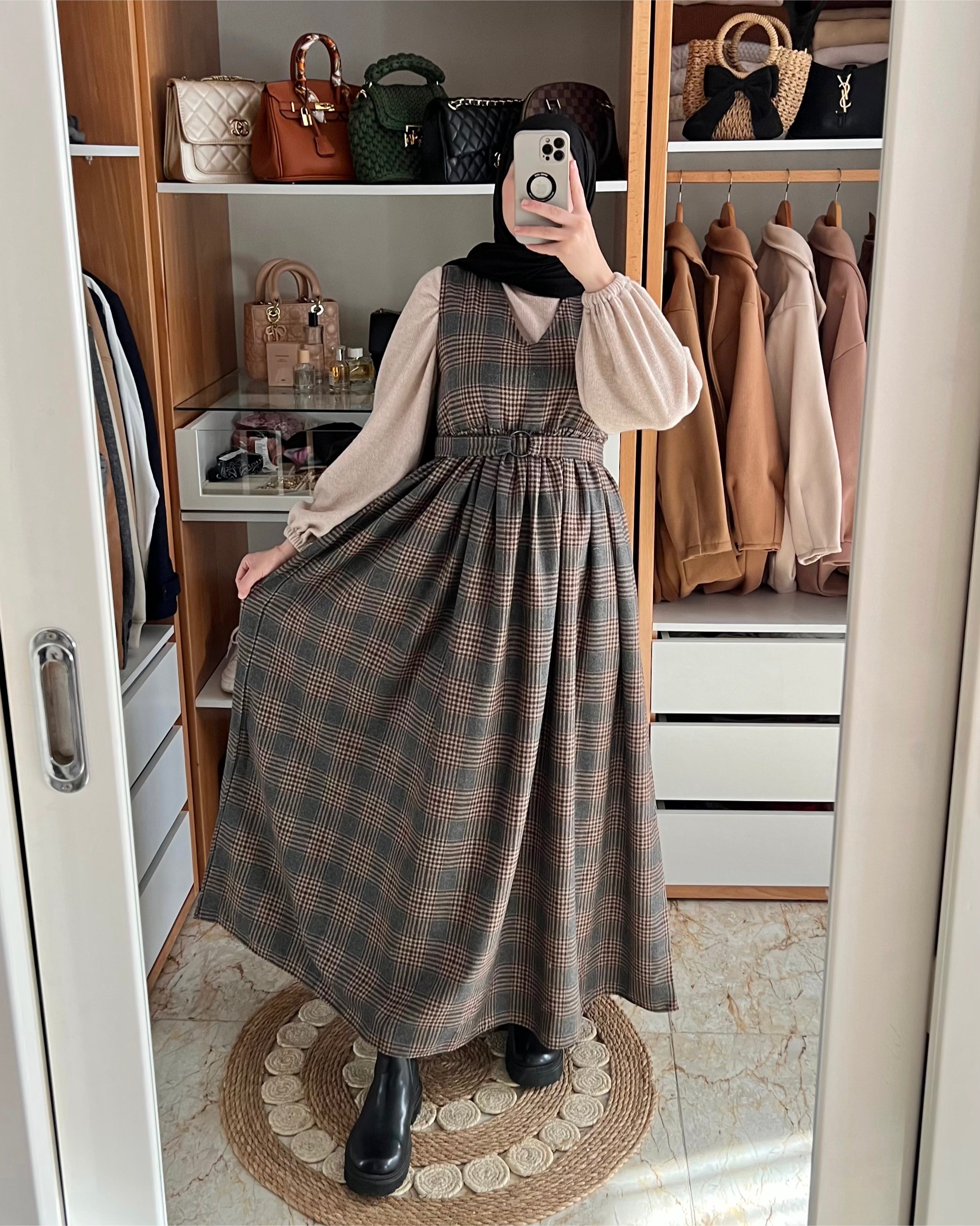 ROBE VINTAGE STYLE CHAUDE HIVER QUALITÉ SUPÉRIEURE MARRON