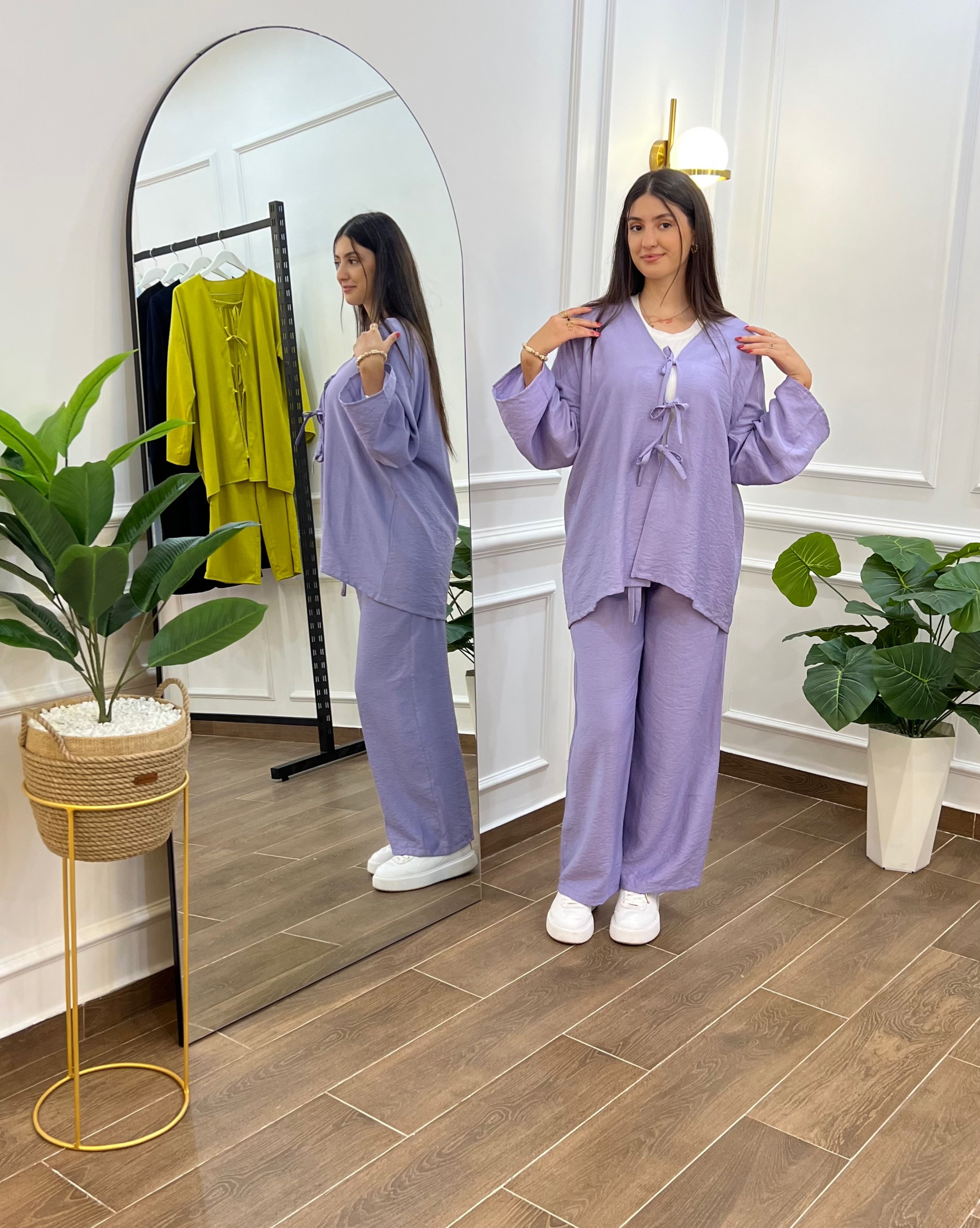 ENSEMBLE EN LIN COULEUR VIOLET PASTEL
