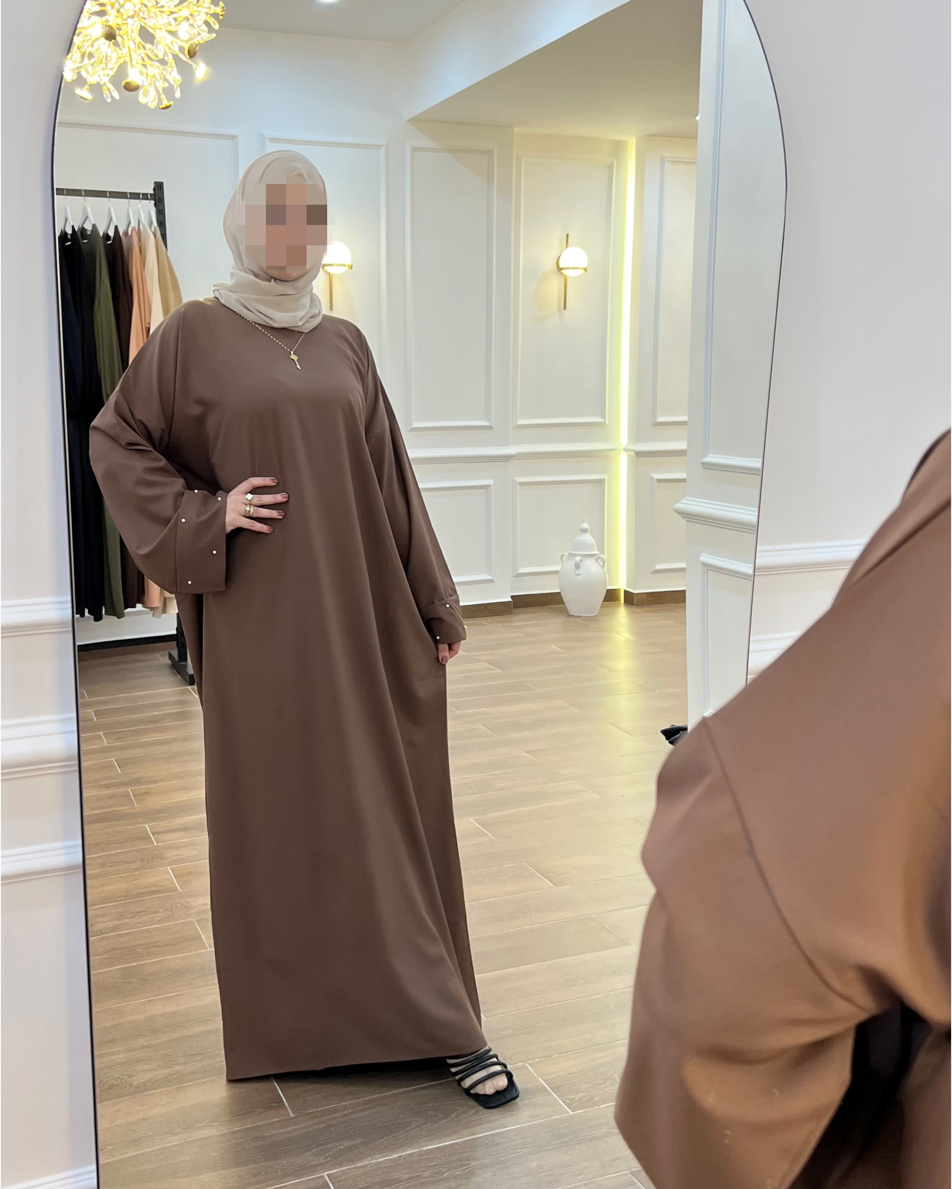 HIJAB PERLES EN MARRON