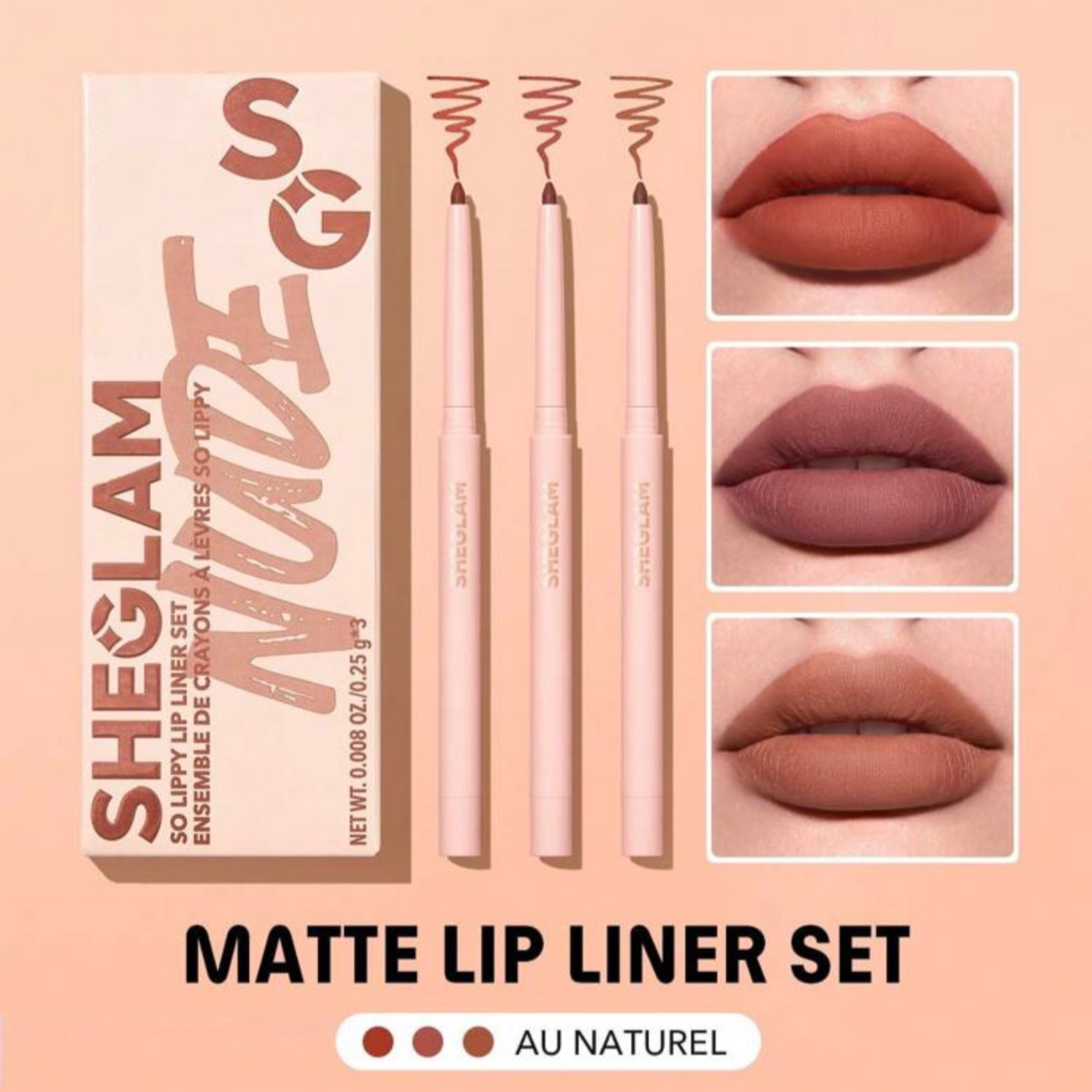 SHEGLAM NUDE ESSENTIAL LIPLINER SET ( 3 PCS )