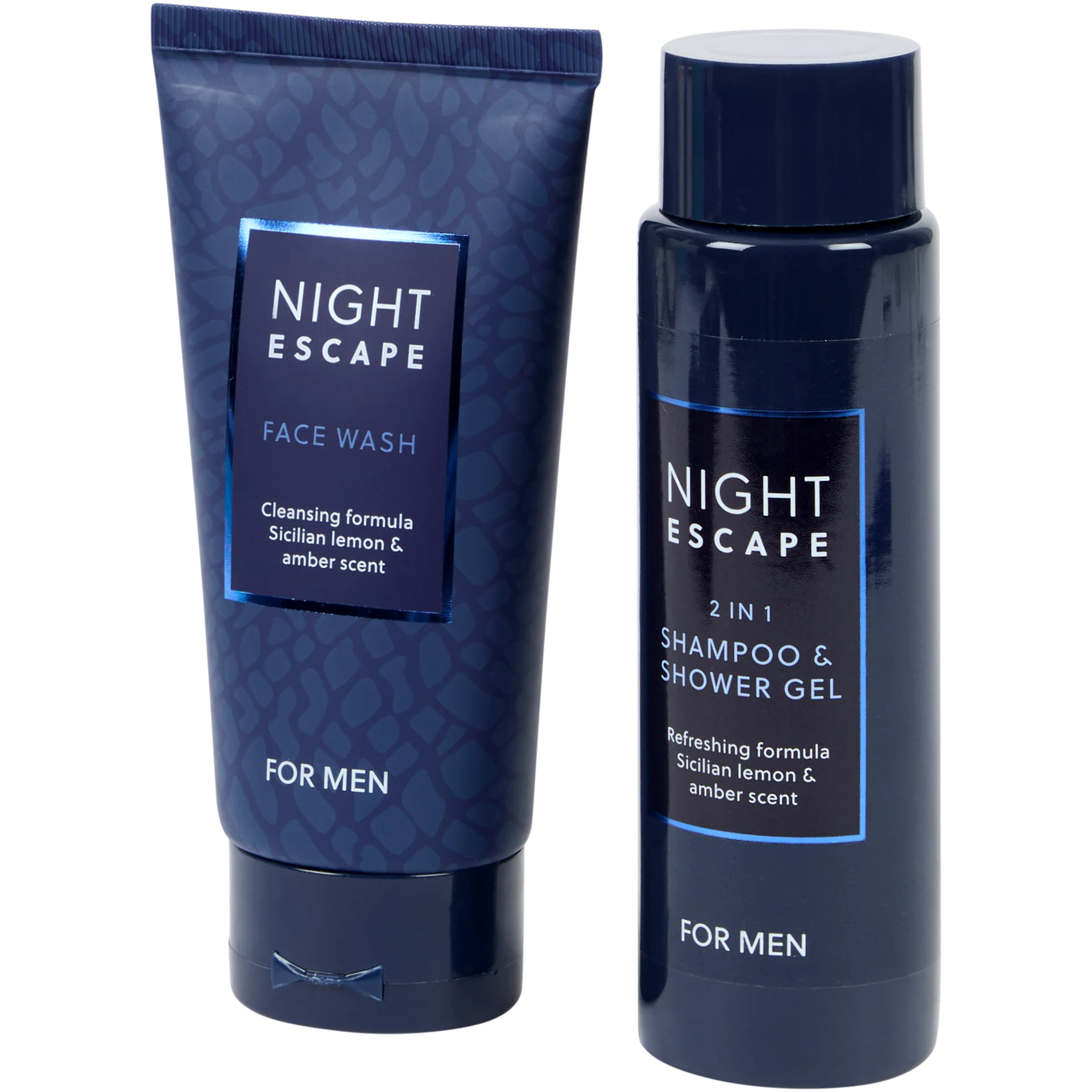 COFFRET CADEAU HOMME BLEU SHAMPOING GEL DOUCHE ET GEL NETTOYANT