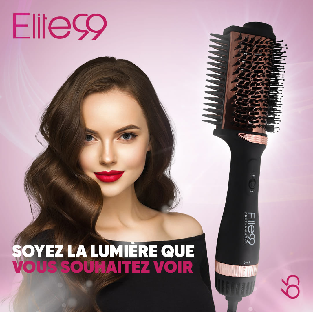 BROSSE SOUFFLANTE & LISSANTE 2EN1 EN CERAMIC TRÈS PUISSANTE -PRO 1500W ELITE99- (NOIR Gold)