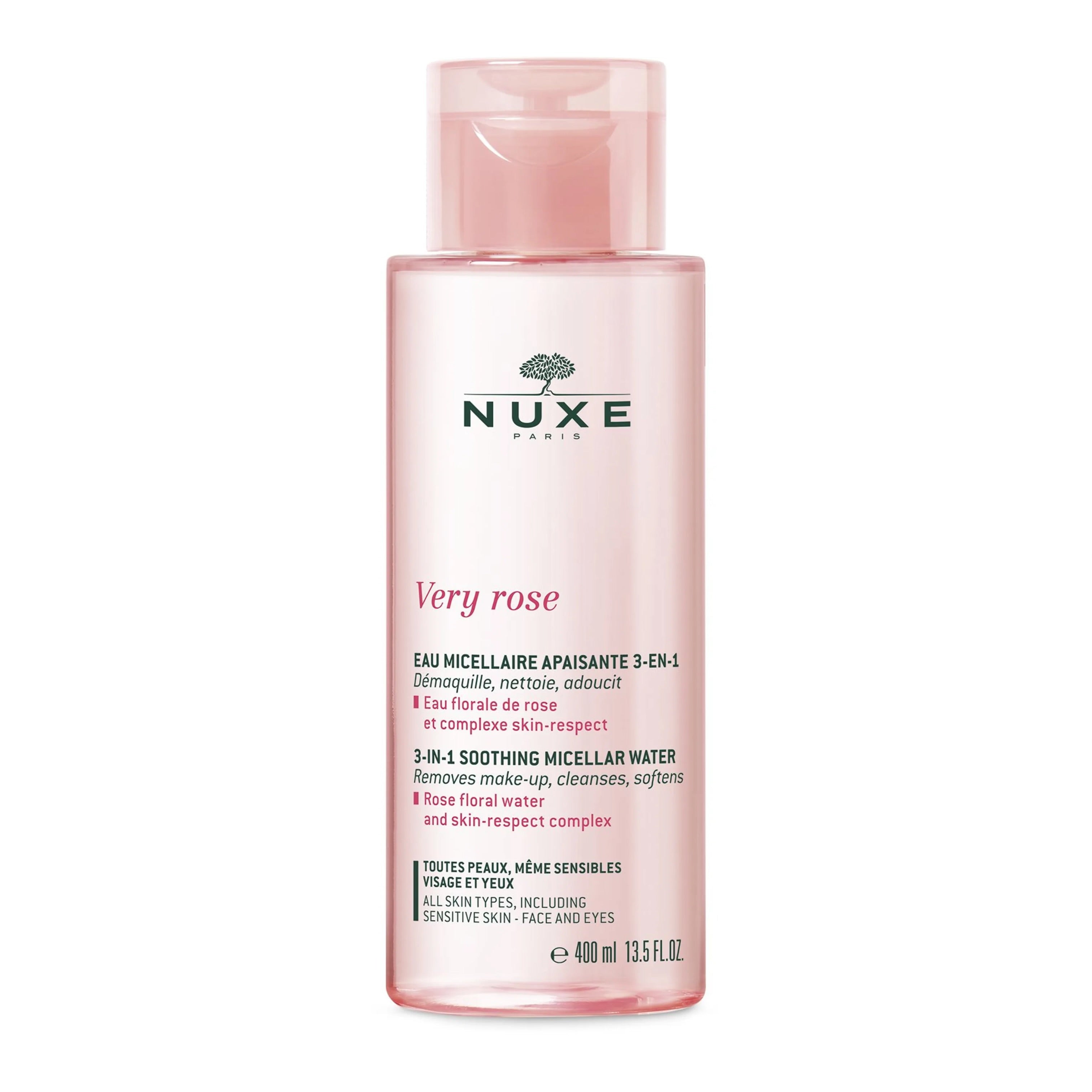 NUXE EAU MICELLAIRE DÉMAQUILLANTE APAISANTE 3 EN 1 VERY ROSE 400 ML