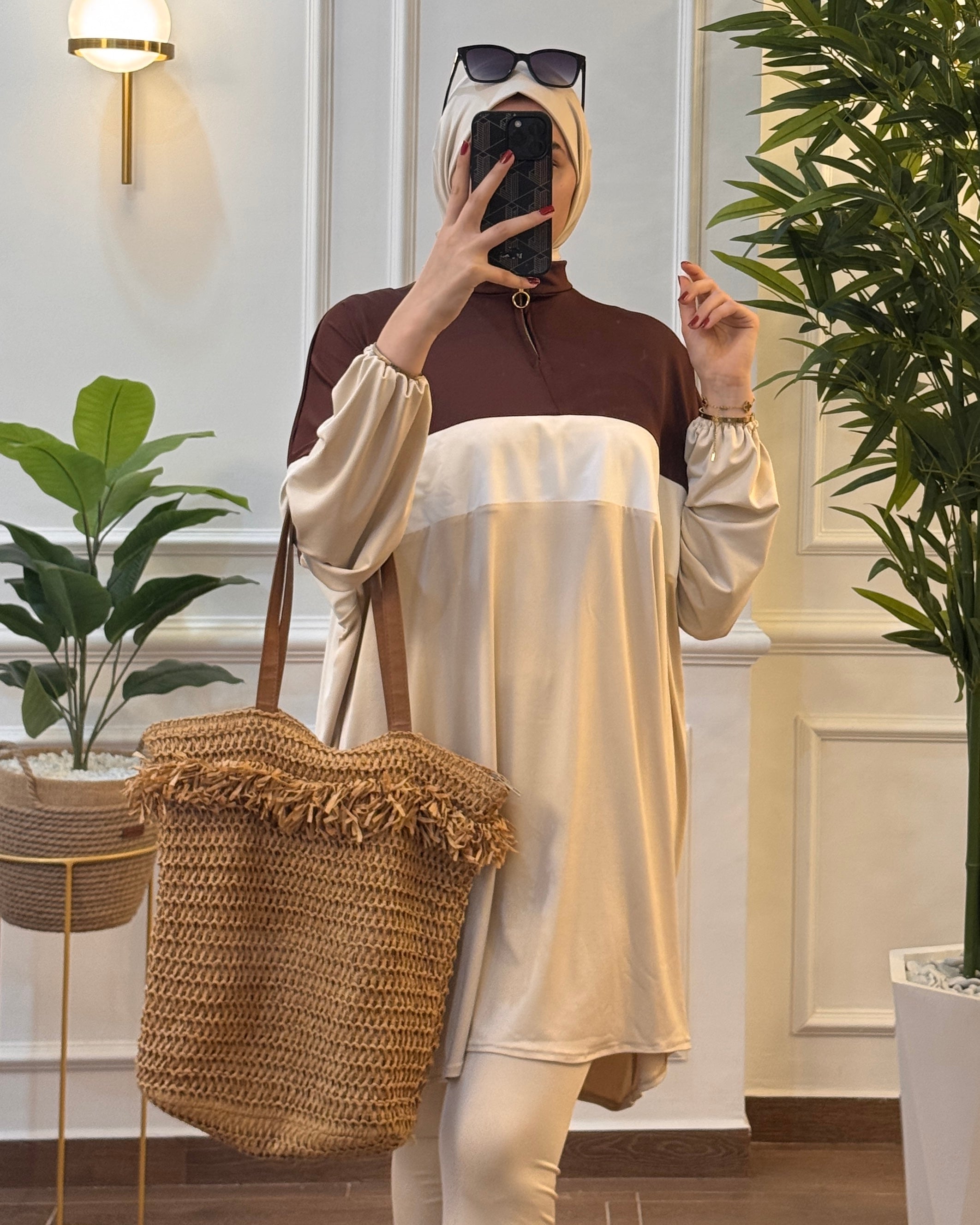 BURKINI SUMMER DION SPORT COULEUR BEIGE ( 3 PIÈCES ) AVEC BOURSE DE RANGEMENT