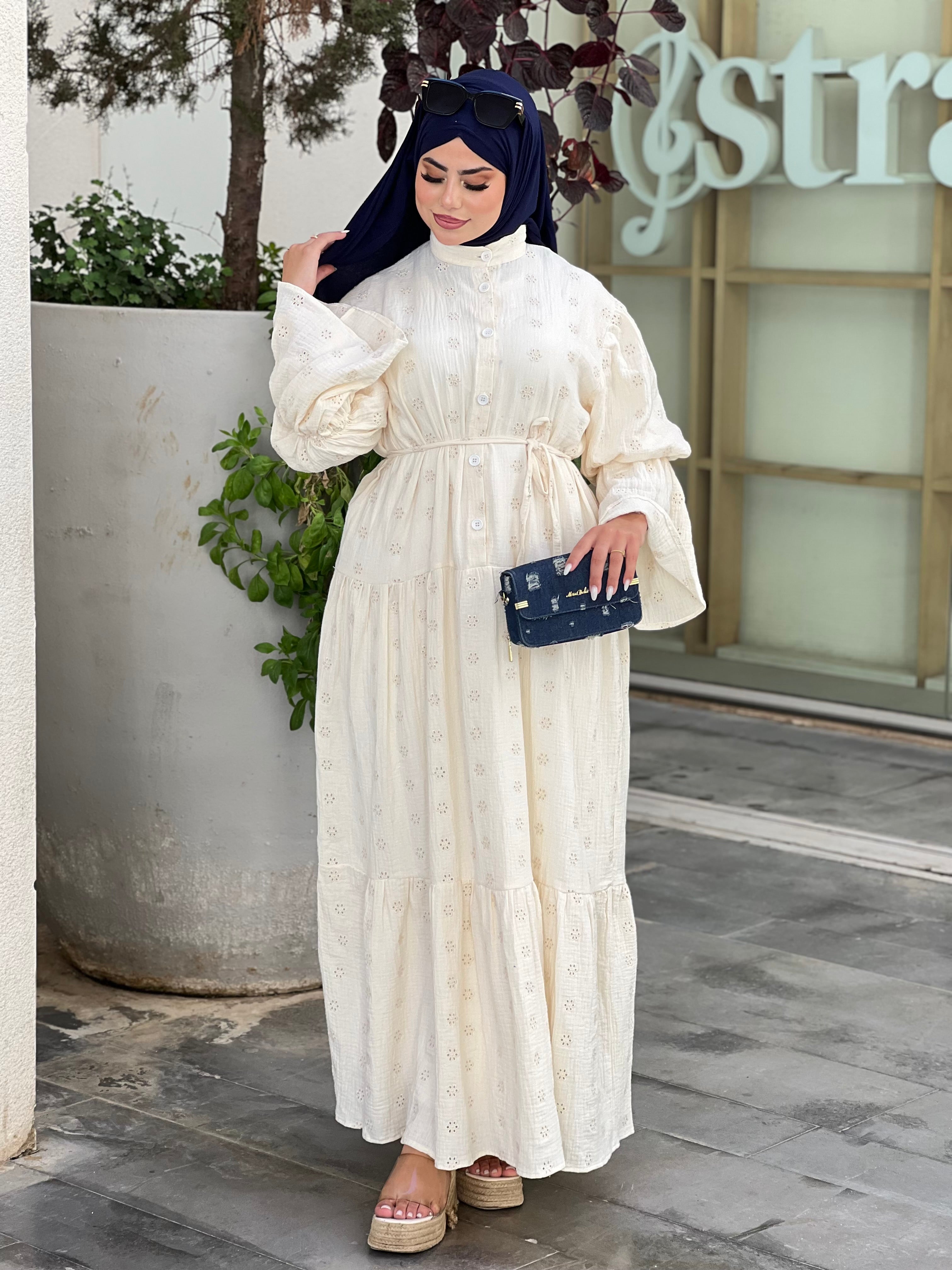 DRESS DION PREMIUM COLLECTION ( BRODERIE ANGLAISE AVEC DOUBLURE )