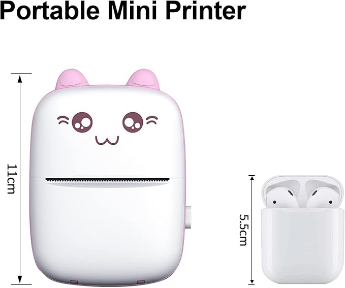 MINI IMPRIMANTE PORTABLE, THERMIQUE, SANS ENCRE, BLUETOOTH (ROSE).