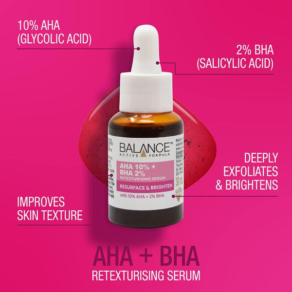 BALANCE ACTIVE FORMULA AHA 10 BHA 2 RESURFACE & BRIGHTEN SERUM 30ML