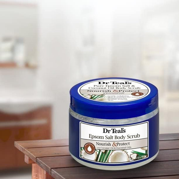 DR TEAL'S PURE EPSOM SALT COCONUT OIL BODY SCRUB 454G