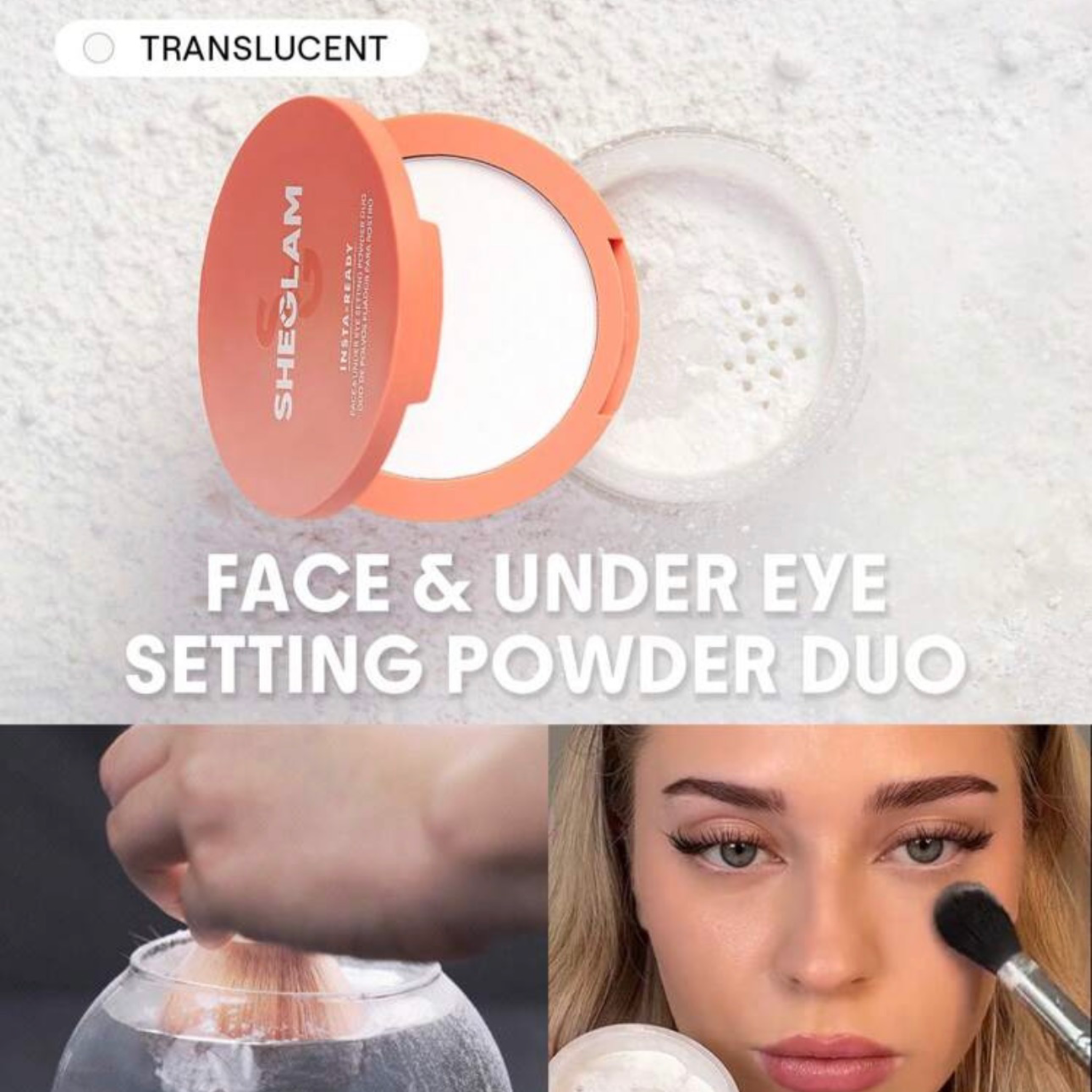 SHEGLAM INSTA READY FACE&UNDER EYE SETTING POWDER DUO TRANSLUENT