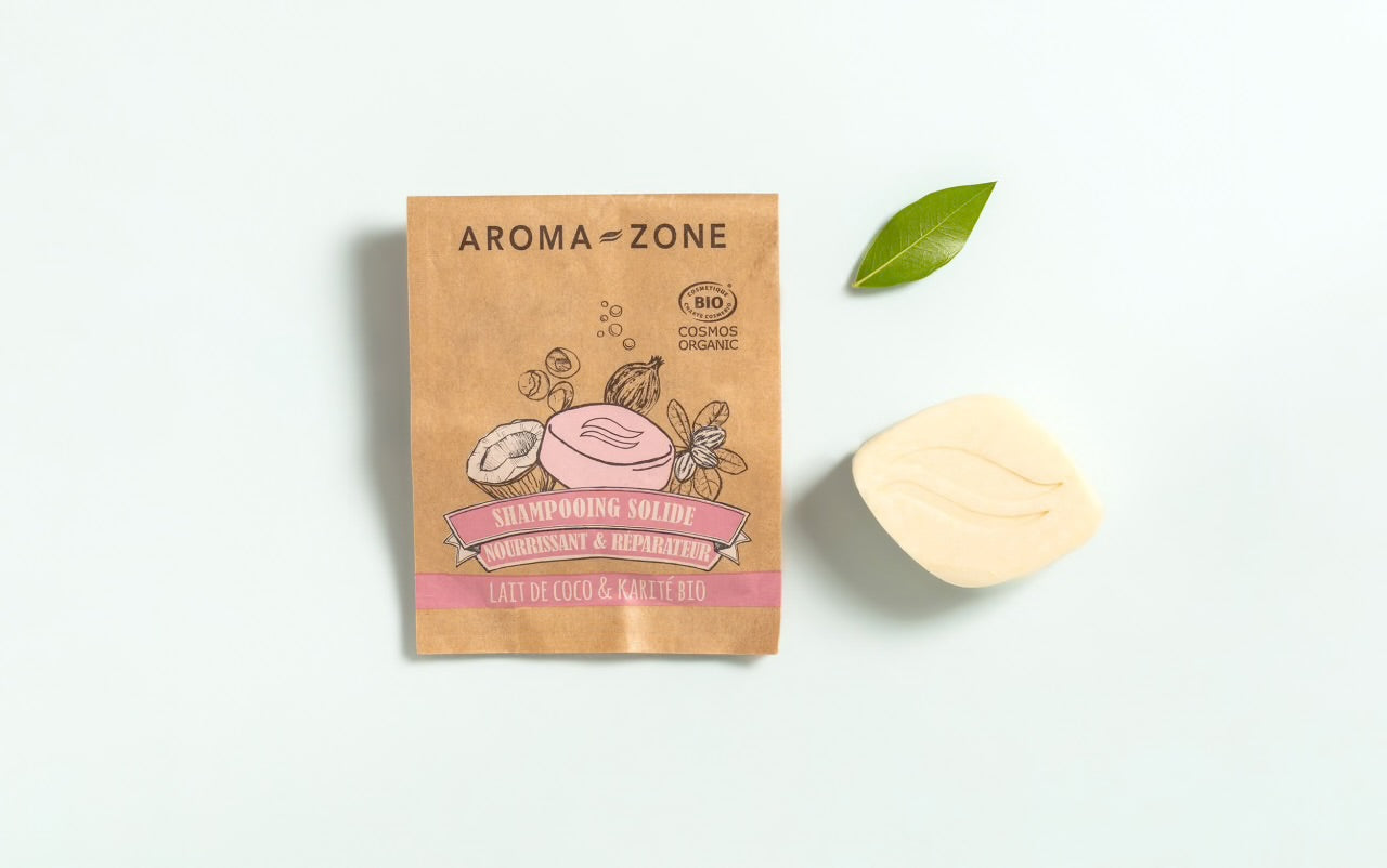 AROMA ZONE SHAMPOOING SOLIDE NOURRISSANT ET RÉPARATEUR LAIT DE COCO ET KARITÉ BIO 60G