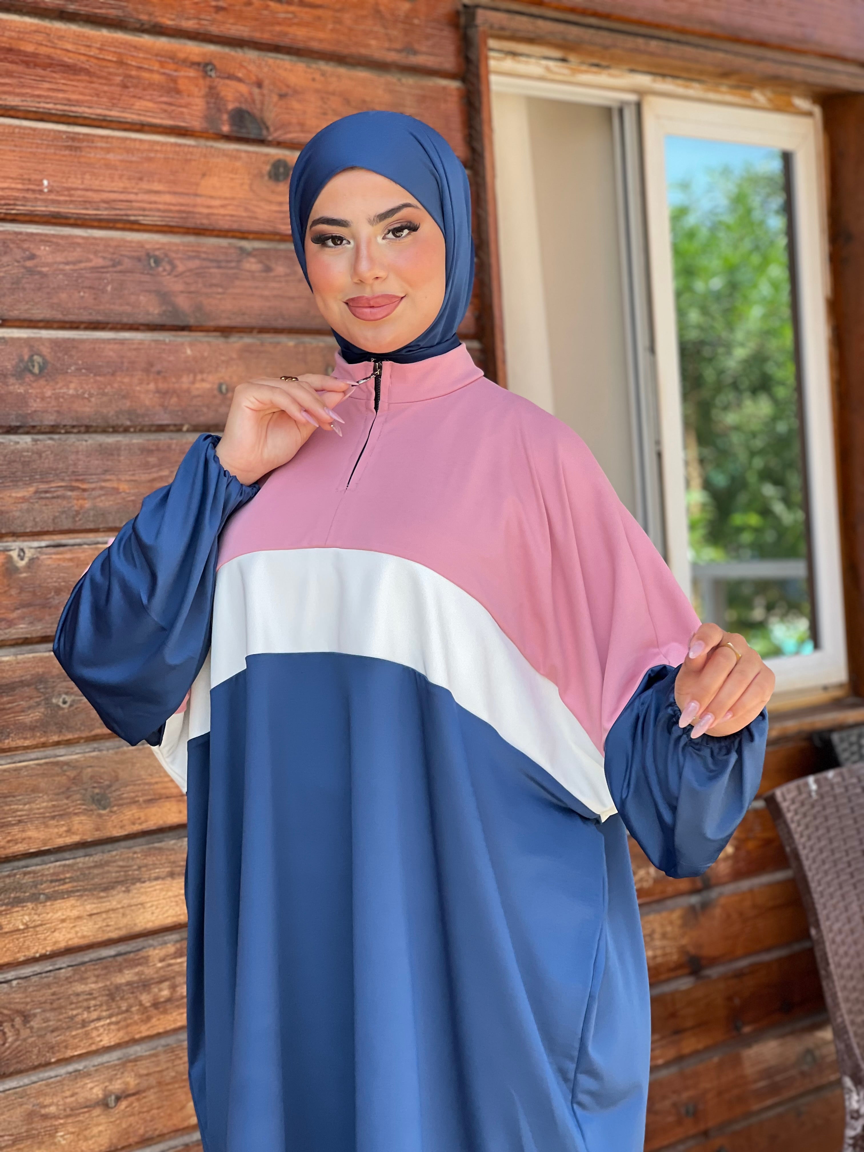 BURKINI SUMMER DION SPORT COULEUR BLEU ( 3 PIÈCES ) AVEC BOURSE DE RANGEMENT