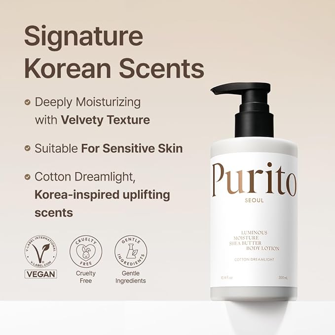 PURITO SEOUL LUMINOUS MOISTURE SHEA BUTTER BODY LOTION COTTON DREAMLIGHT 30ML