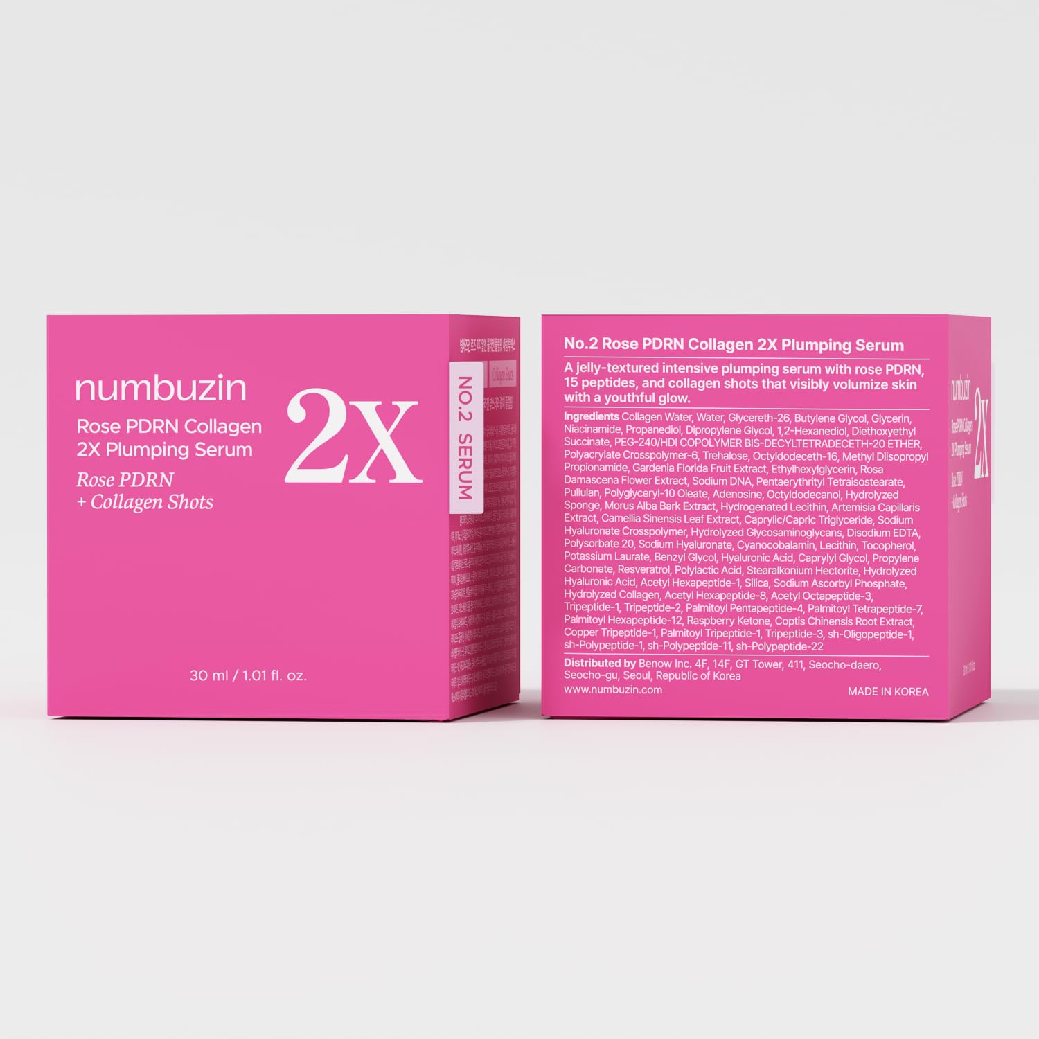 NUMBUZIN NO.2 ROSE PDRN COLLAGEN 2X PLUMPING + COLLAGEN SHOTS SERUM 30ML