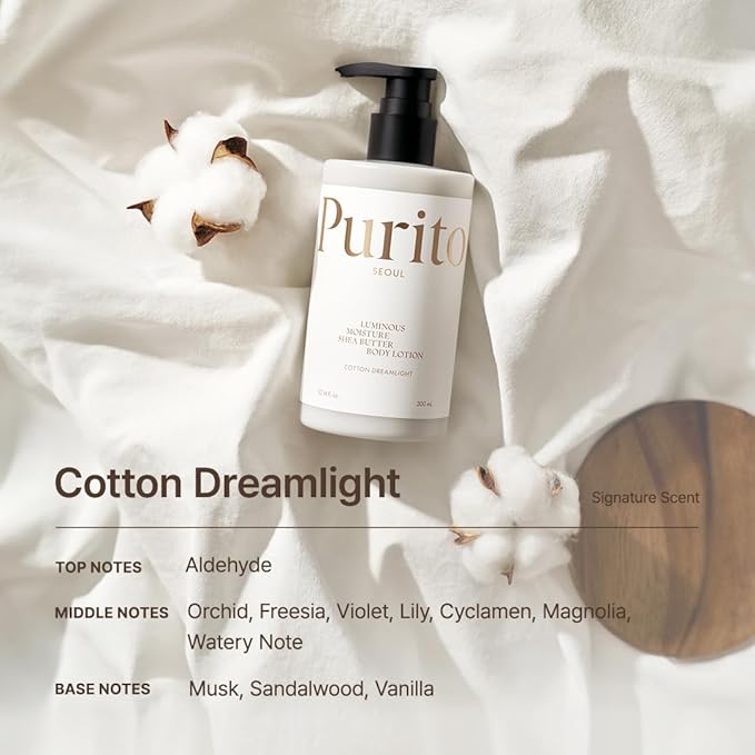 PURITO SEOUL LUMINOUS MOISTURE SHEA BUTTER BODY LOTION COTTON DREAMLIGHT 30ML