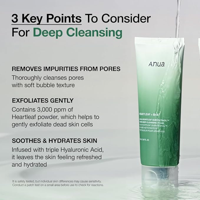 ANUA HEARTLEAF + BHA QUERCETINOL PORE DEEP CLEANSING FOAM 150ML (NEW)