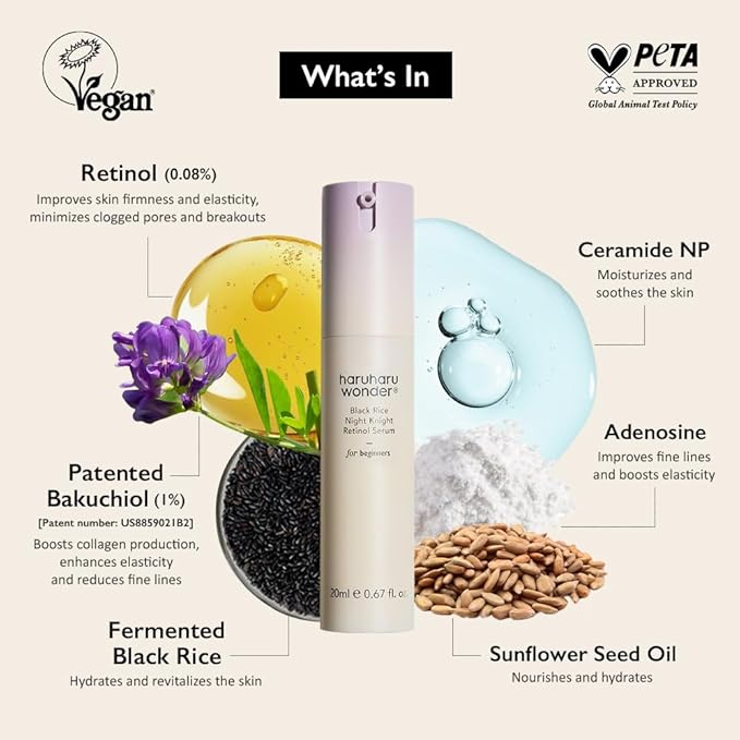 HARUHARU WONDER - BLACK RICE NIGHT KNIGHT RETINOL SERUM - ANTI-ÂGE 20ML