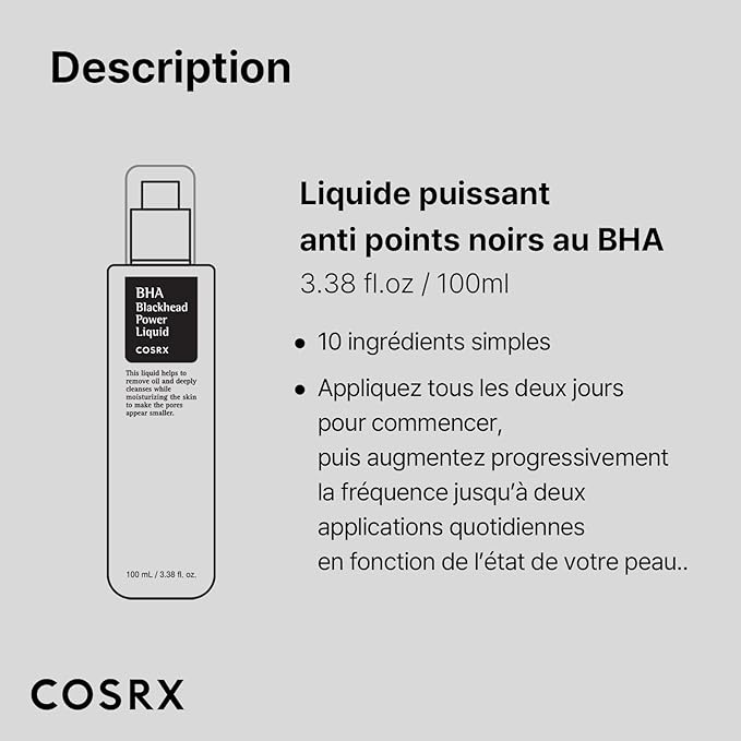 COSRX BHA LIQUIDE PUISSANT POUR POINTS NOIRS, 100 ML