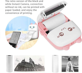 MINI IMPRIMANTE PORTABLE, THERMIQUE, SANS ENCRE, BLUETOOTH (ROSE).