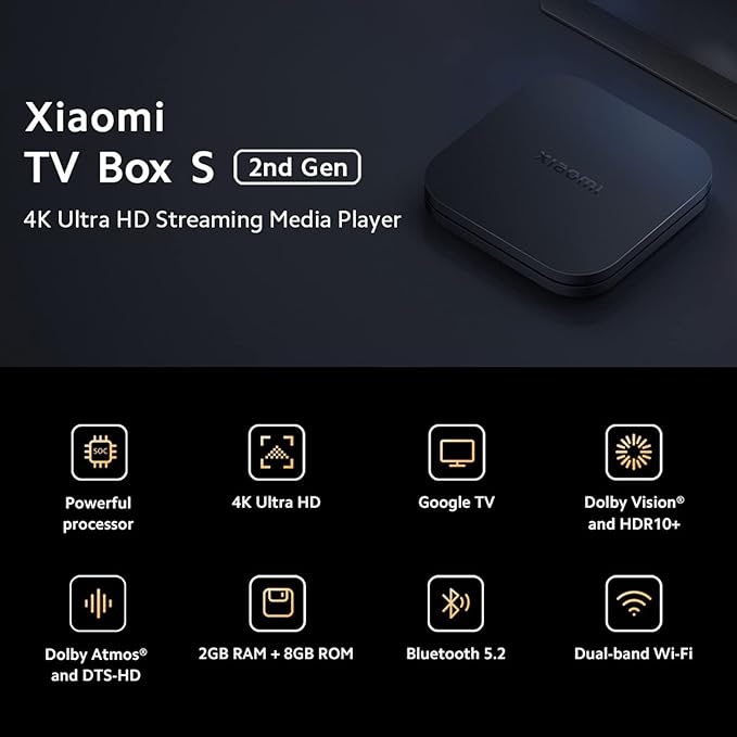 XIAOMI TV BOX S (2E GÉNÉRATION) 4K ULTRA HD, GOOGLE TV BOX