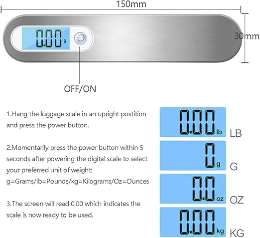 BALANCE À BAGAGES NUMÉRIQUE AFFICHAGE LCD = 50KG