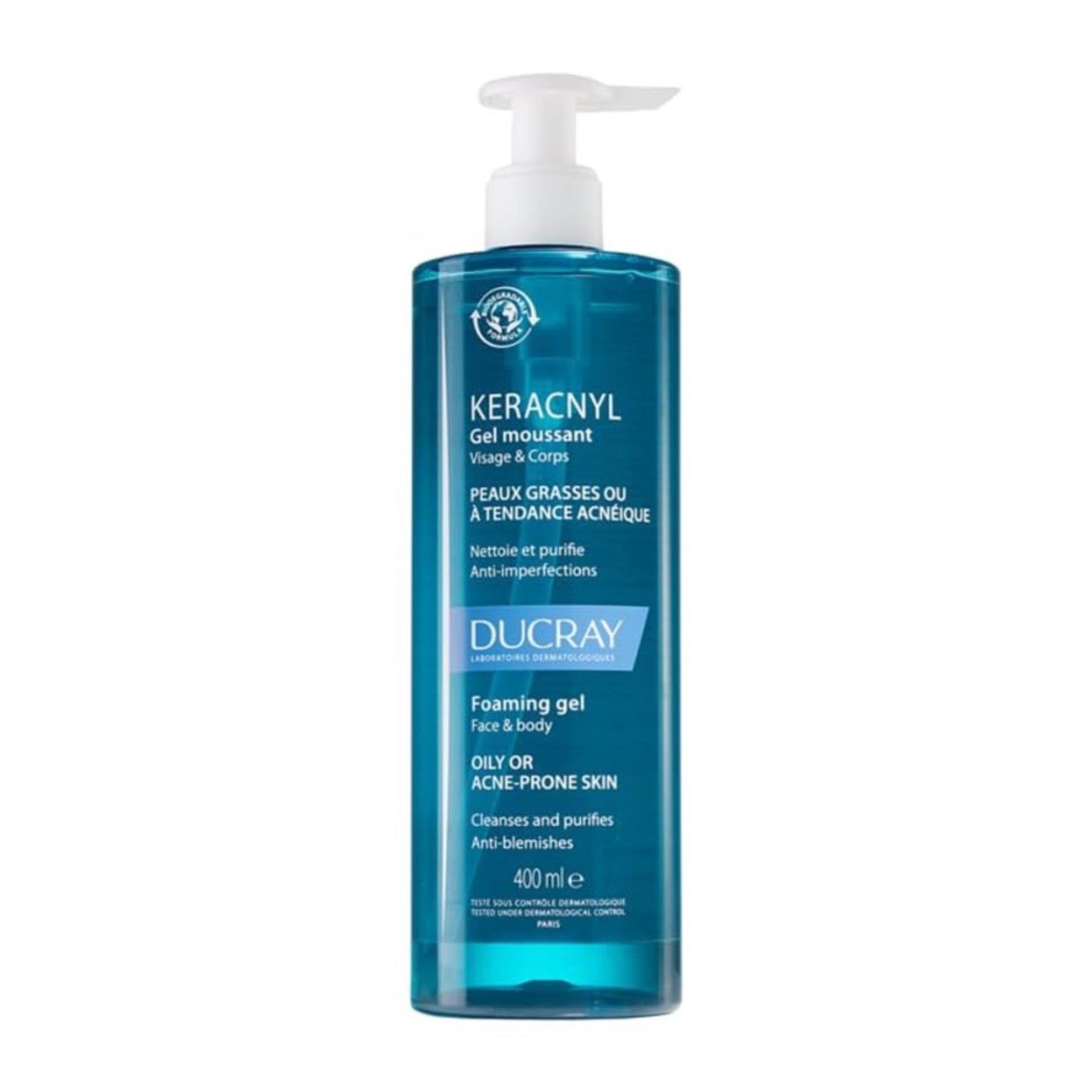 DUCRAY KERACNYL GEL MOUSSANT VISAGE ET CORPS ANTI IMPERFECTIONS PEAUX GRASSES OU A TENDANCE ACNEIQUE