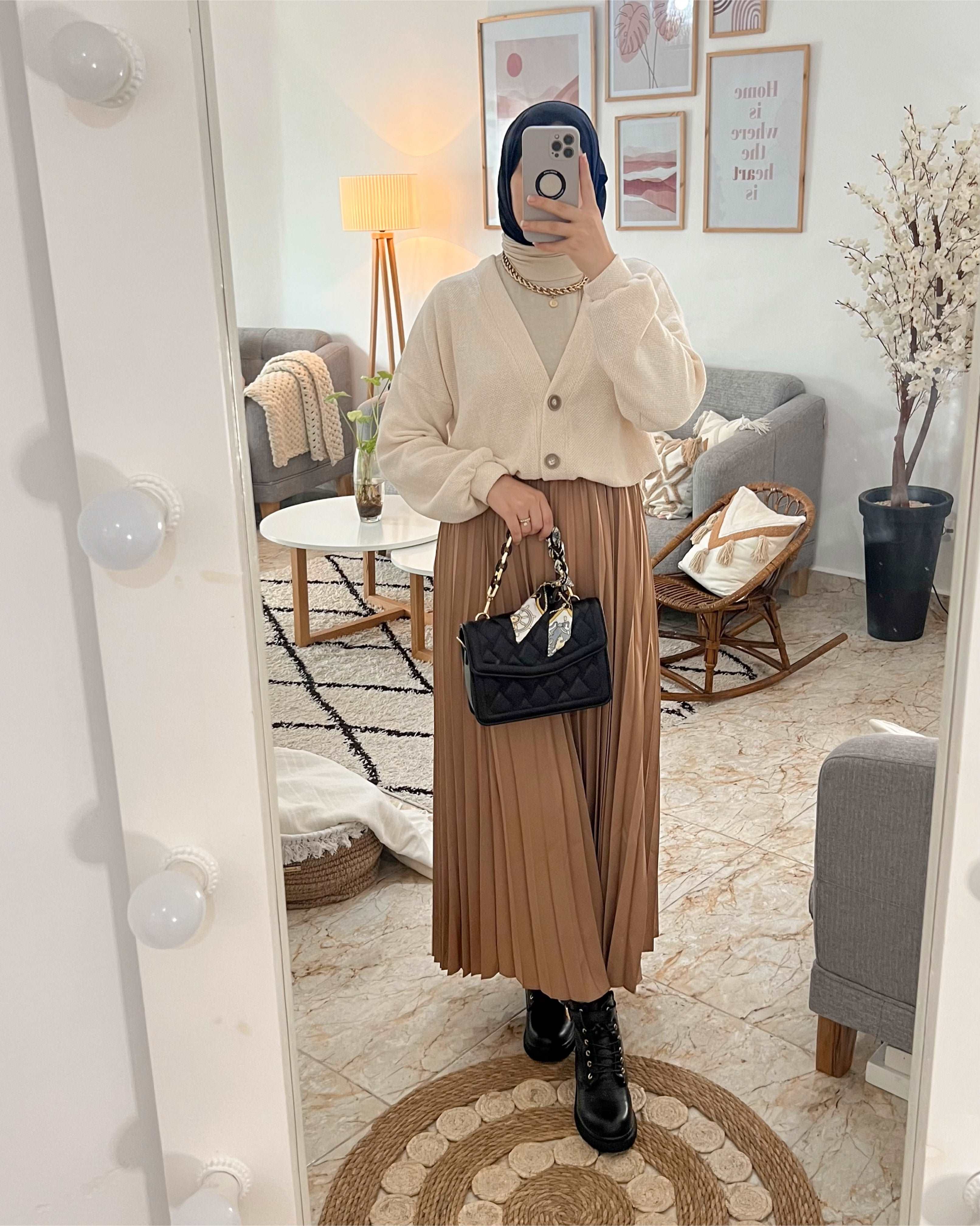 JUPE PLISSÉE DION EN BEIGE