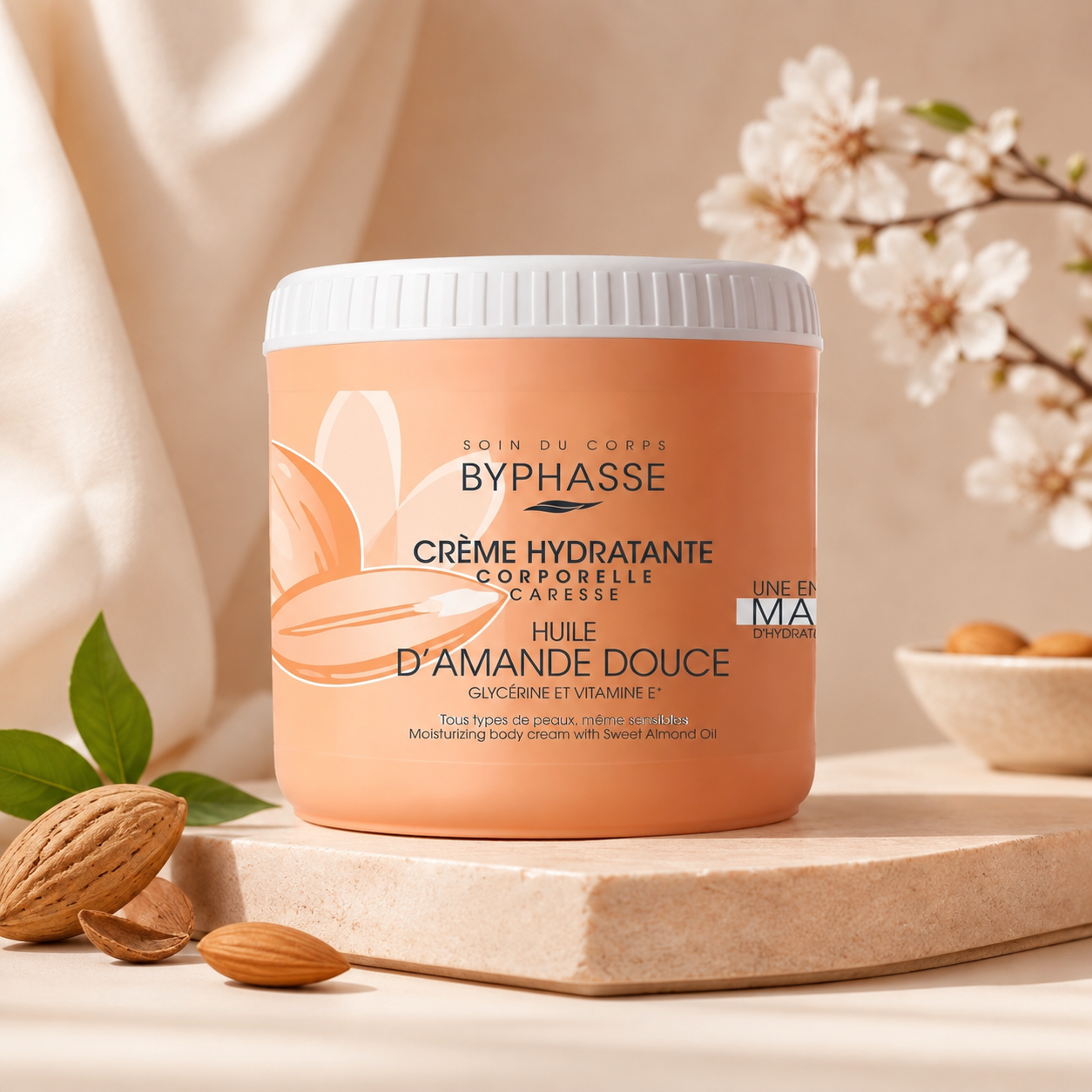 BYPHASSE CRÈME HYDRATANTE CORPORELLE CARESSE HUILE DAMANDE DOUCE 500ML