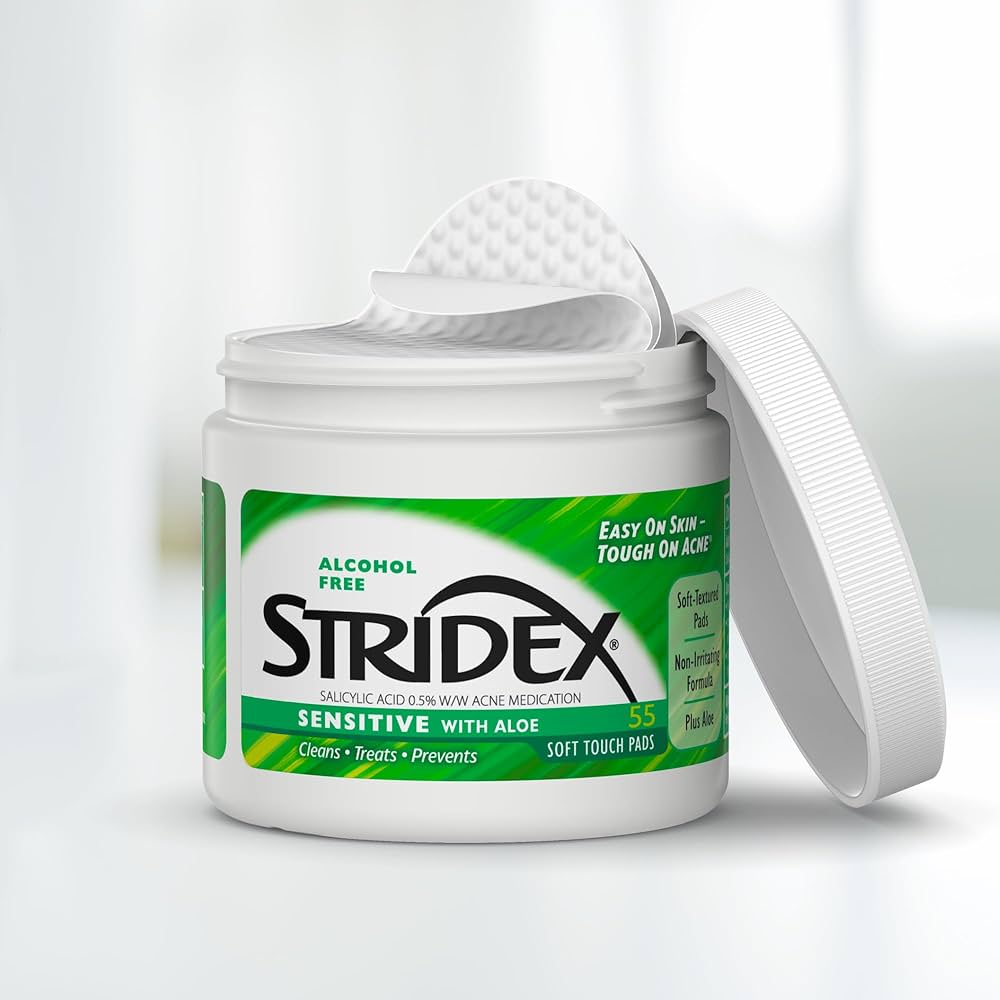 STRIDEX SENSITIVE WITH ALOE ALCOHOL FREE 55 SOFT TOUCH PADS