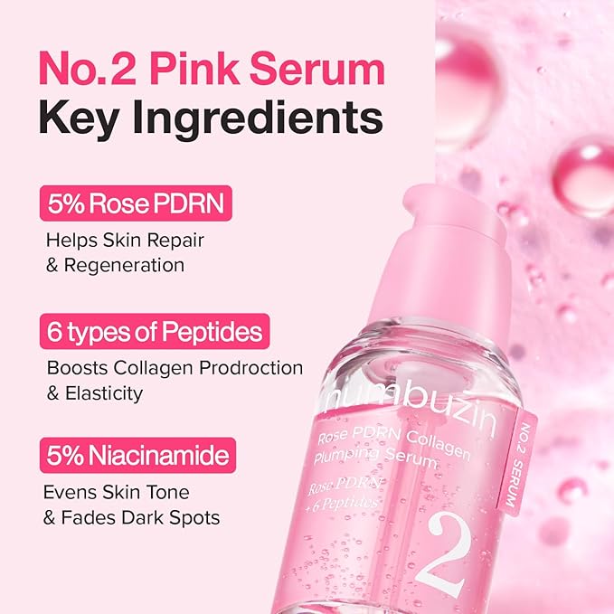 NUMBUZIN NO.2 ROSE PDRN COLLAGEN PLUMPING + 6 PEPTIDES SERUM 30M