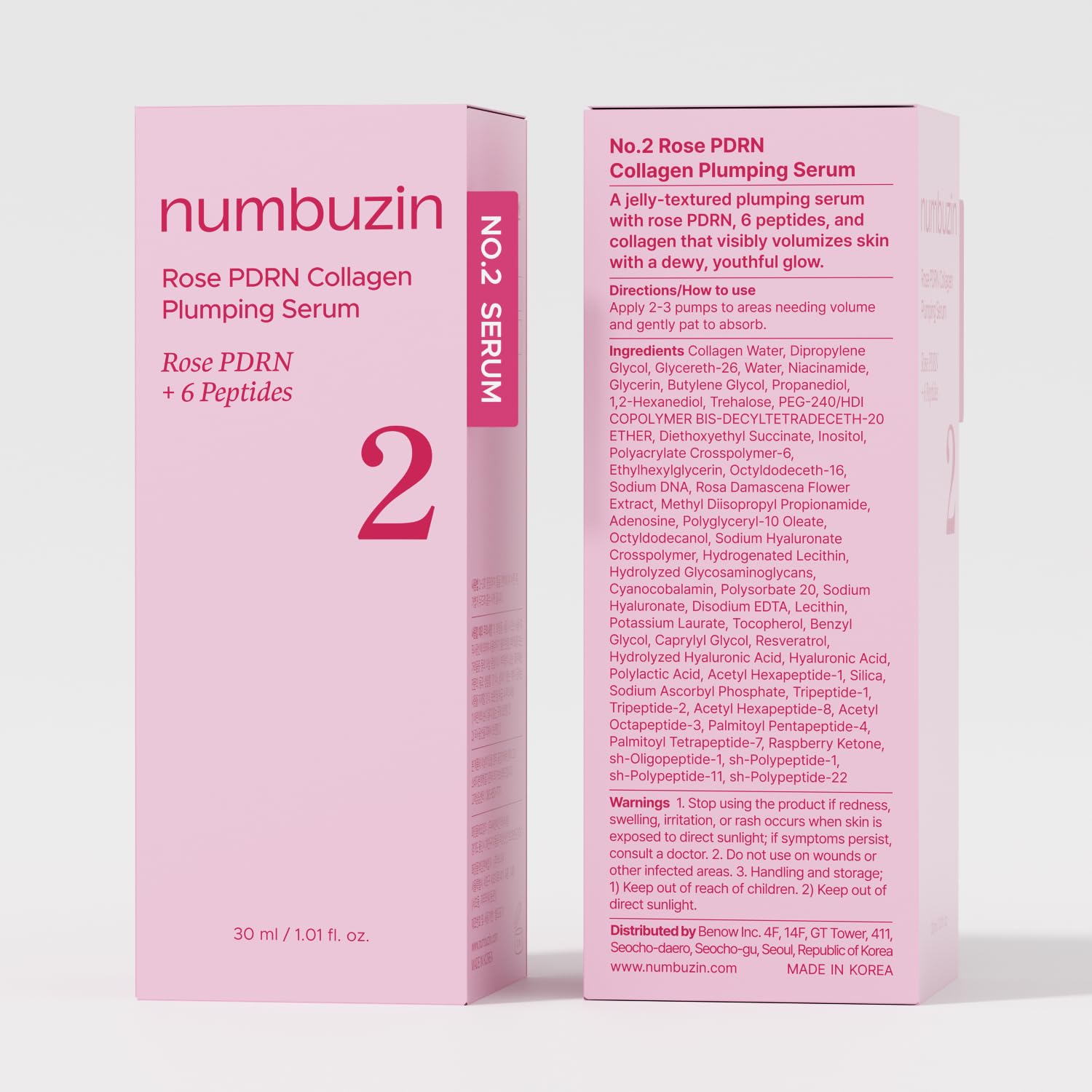 NUMBUZIN NO.2 ROSE PDRN COLLAGEN PLUMPING + 6 PEPTIDES SERUM 30M