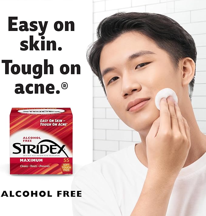 STRIDEX 2% SALICYLIC ACID MEDICATED ACNE PADS, MAXIMUM, 55 COUNT