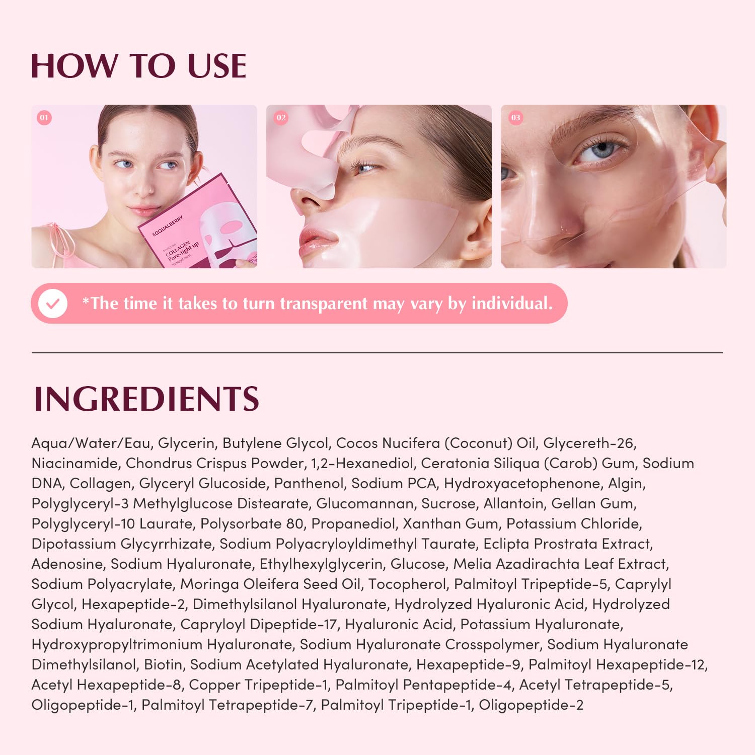 EQQUALBERRY COLLAGEN PORE-TIGHT UP HYDROGEL MASK