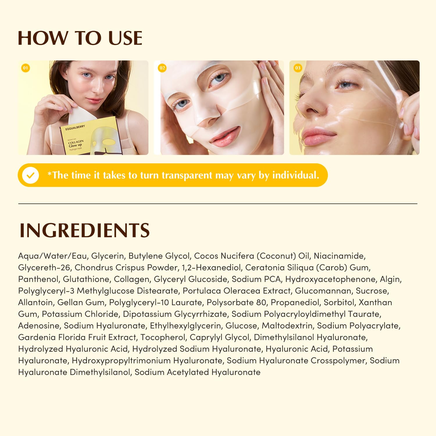 EQQUALBERRY COLLAGEN GLOW UP HYDROGEL MASK