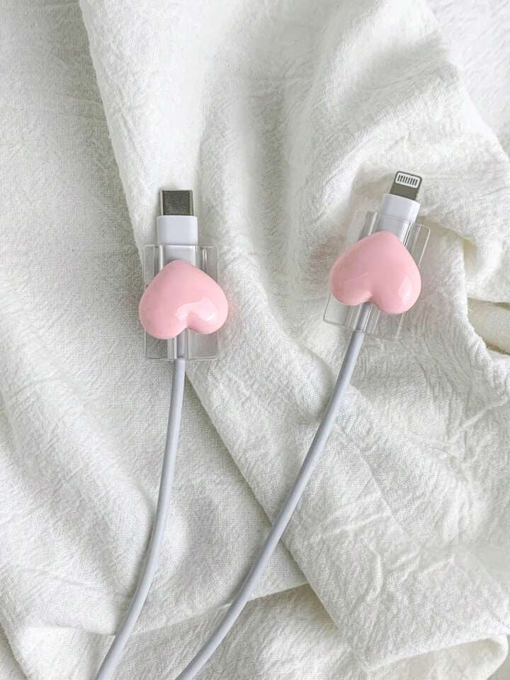 DEUX PIÈCES DE PROTECTION DE CABLE DE CHARGE MOTIF COEUR