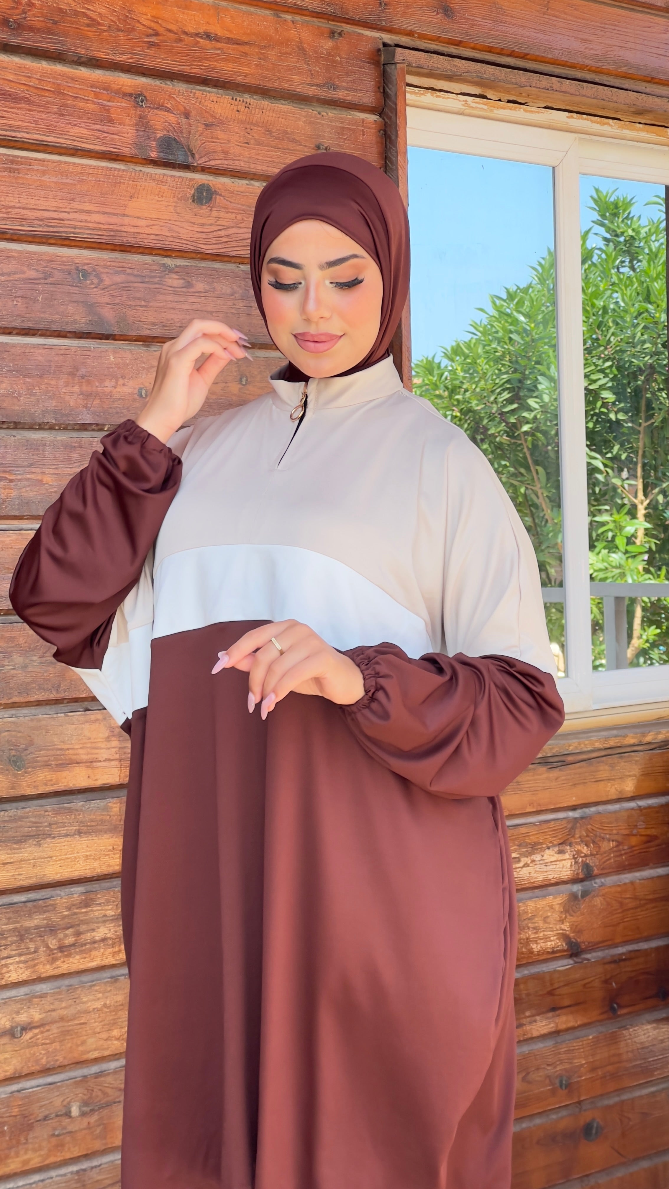 BURKINI SUMMER DION SPORT COULEUR MARRON ( 3 PIÈCES ) AVEC BOURSE DE RANGEMENT